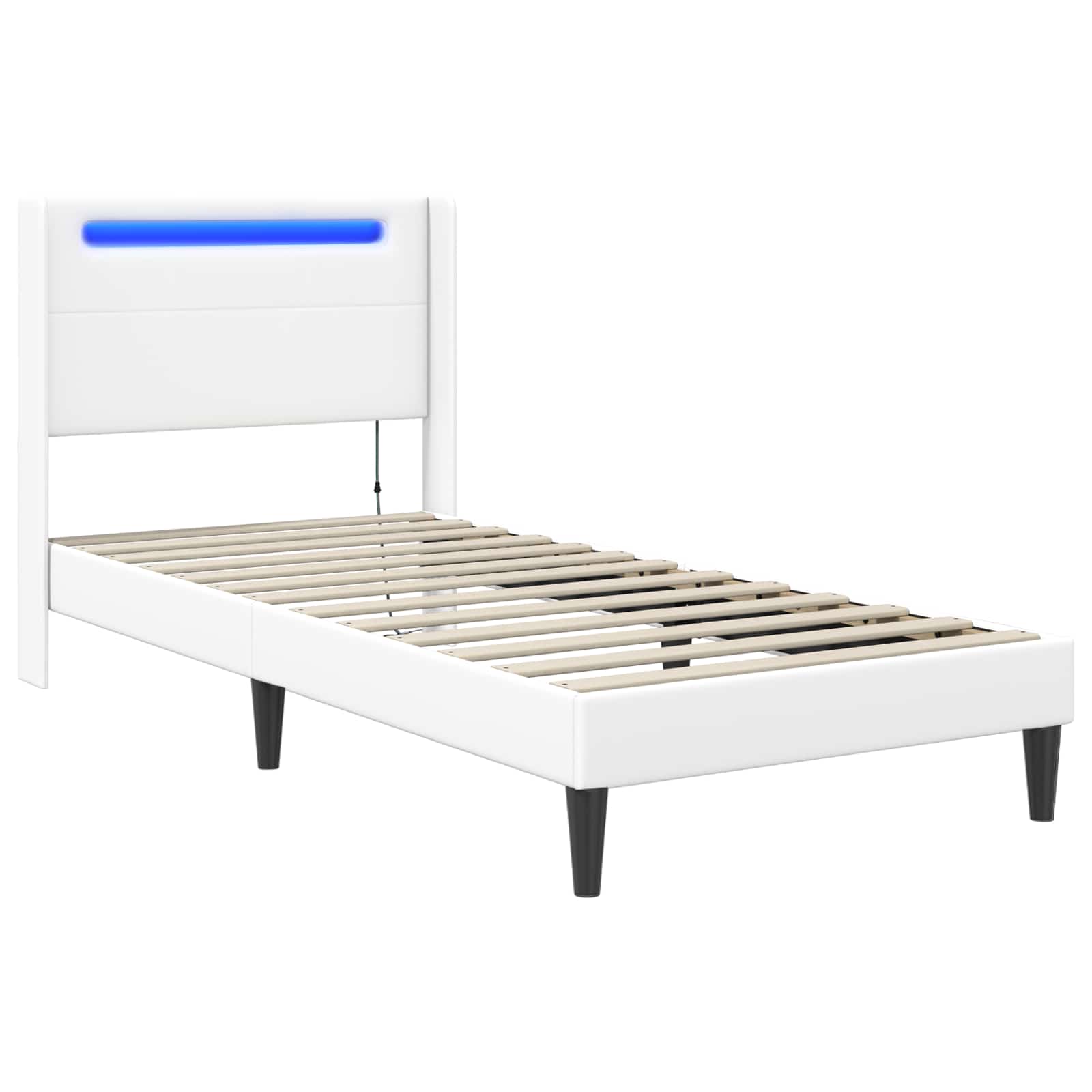 Cadre de lit avec bandes LED Blanc 100 x 200 cm Simili cuir - XIOS