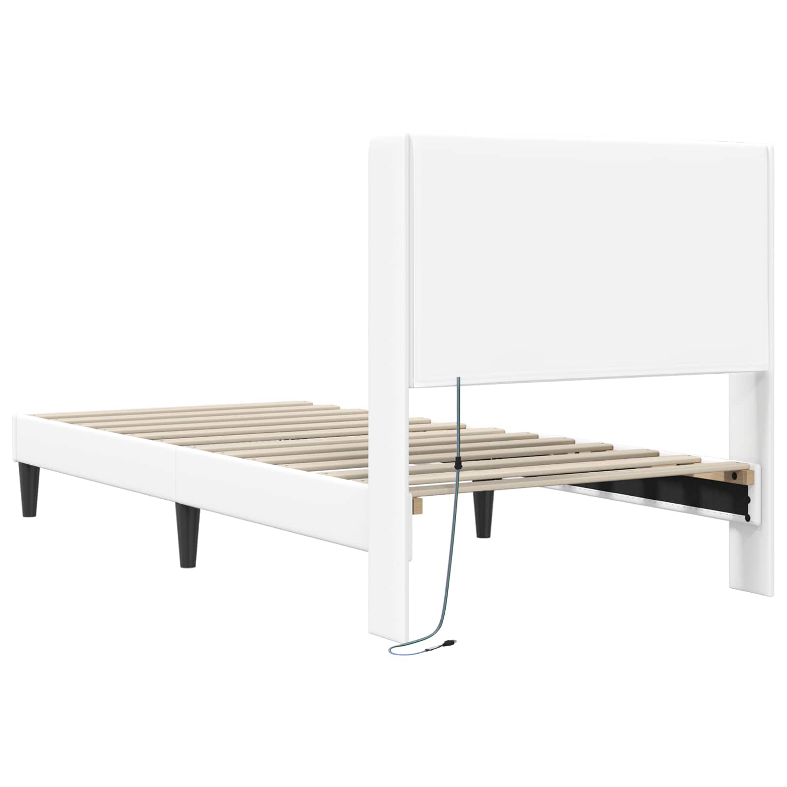 Cadre de lit avec bandes LED Blanc 100 x 200 cm Simili cuir - XIOS
