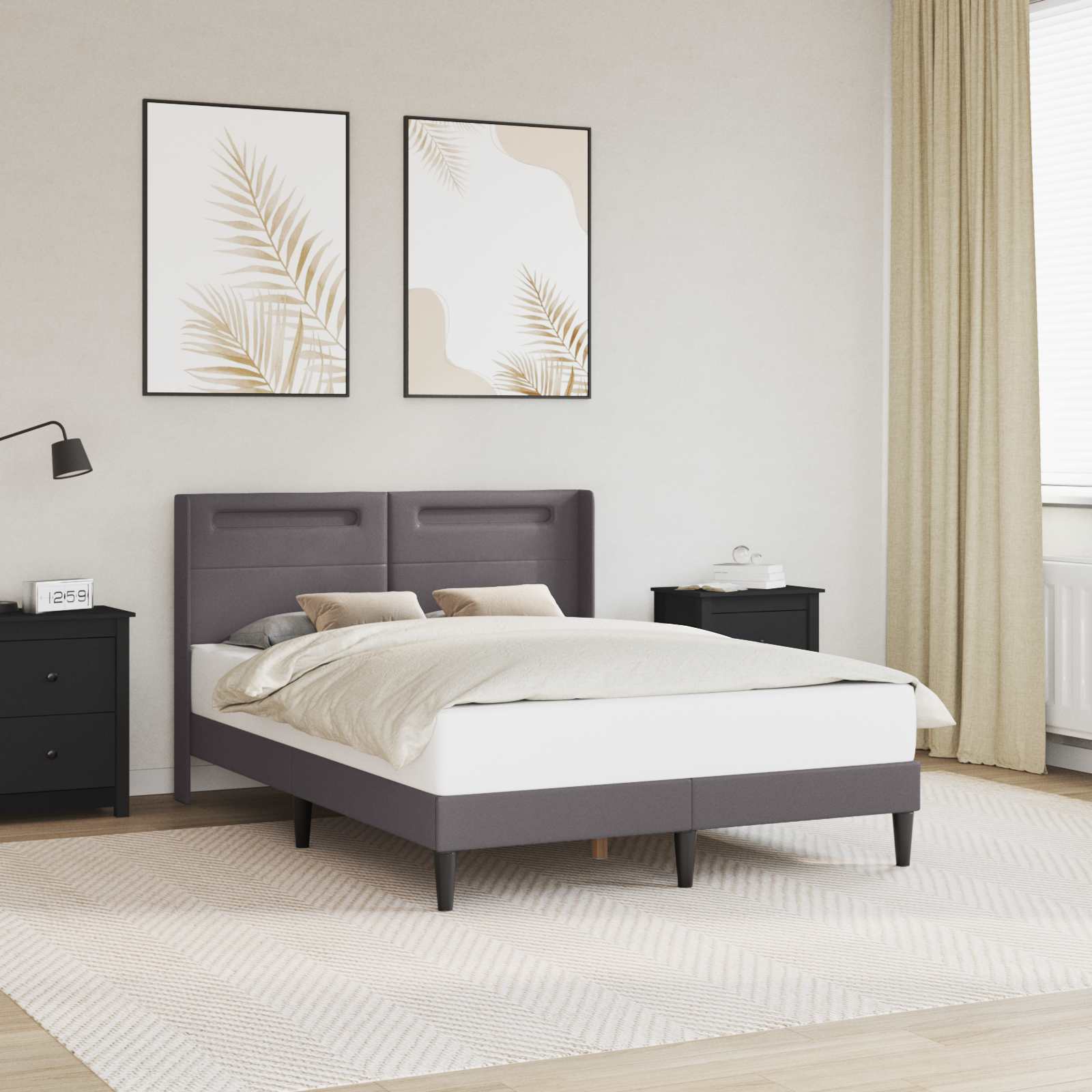 Cadre de lit avec bandes LED Gris 120 x 190 cm Simili cuir - XIOS