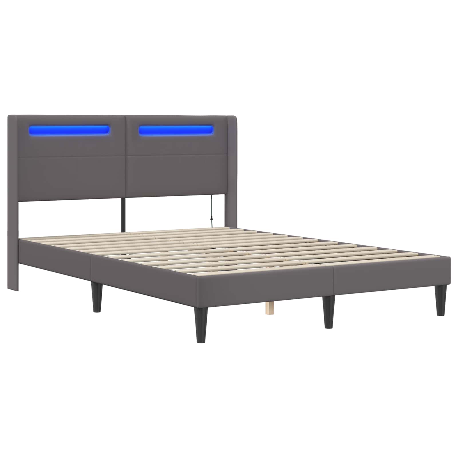 Cadre de lit avec bandes LED Gris 120 x 190 cm Simili cuir - XIOS