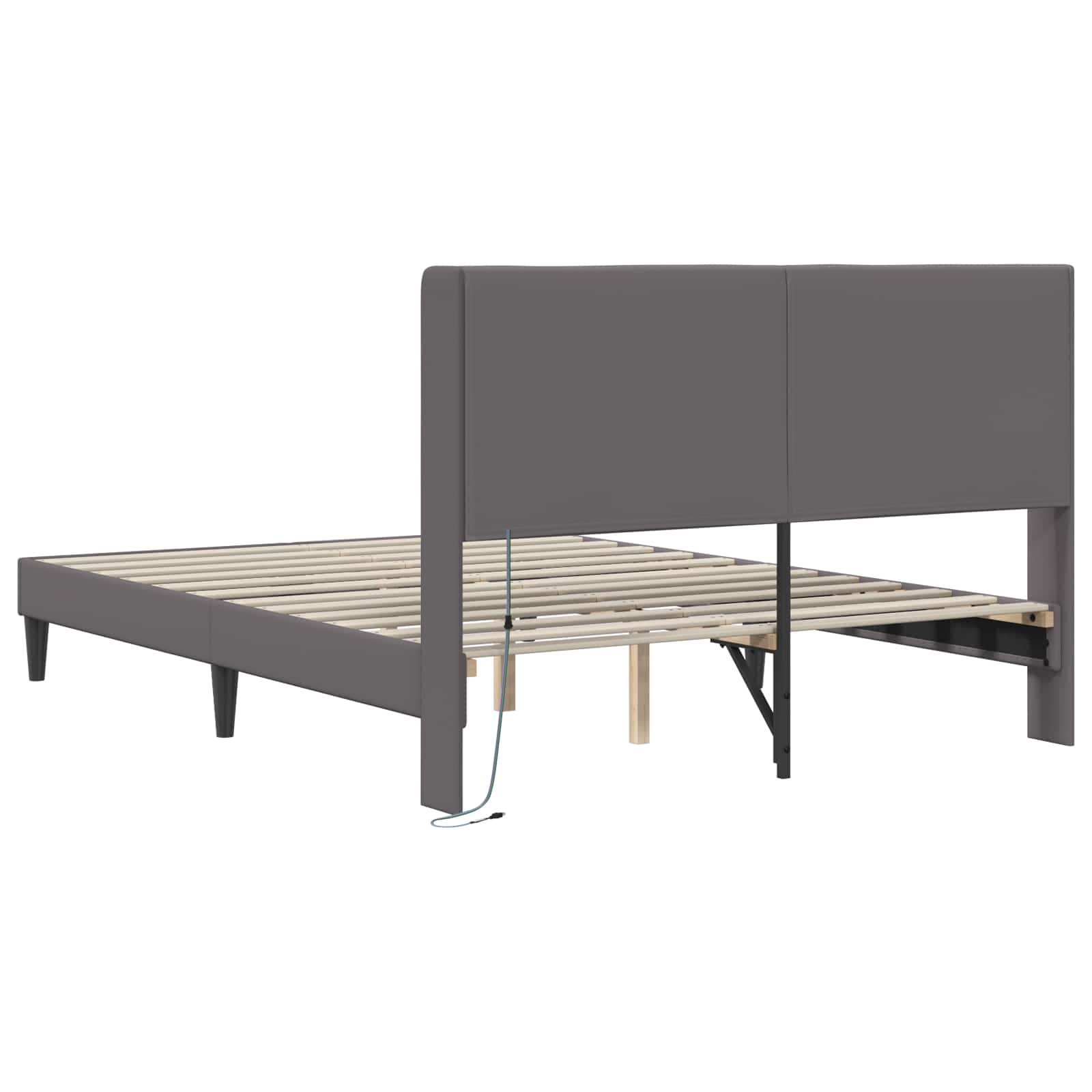 Cadre de lit avec bandes LED Gris 120 x 190 cm Simili cuir - XIOS