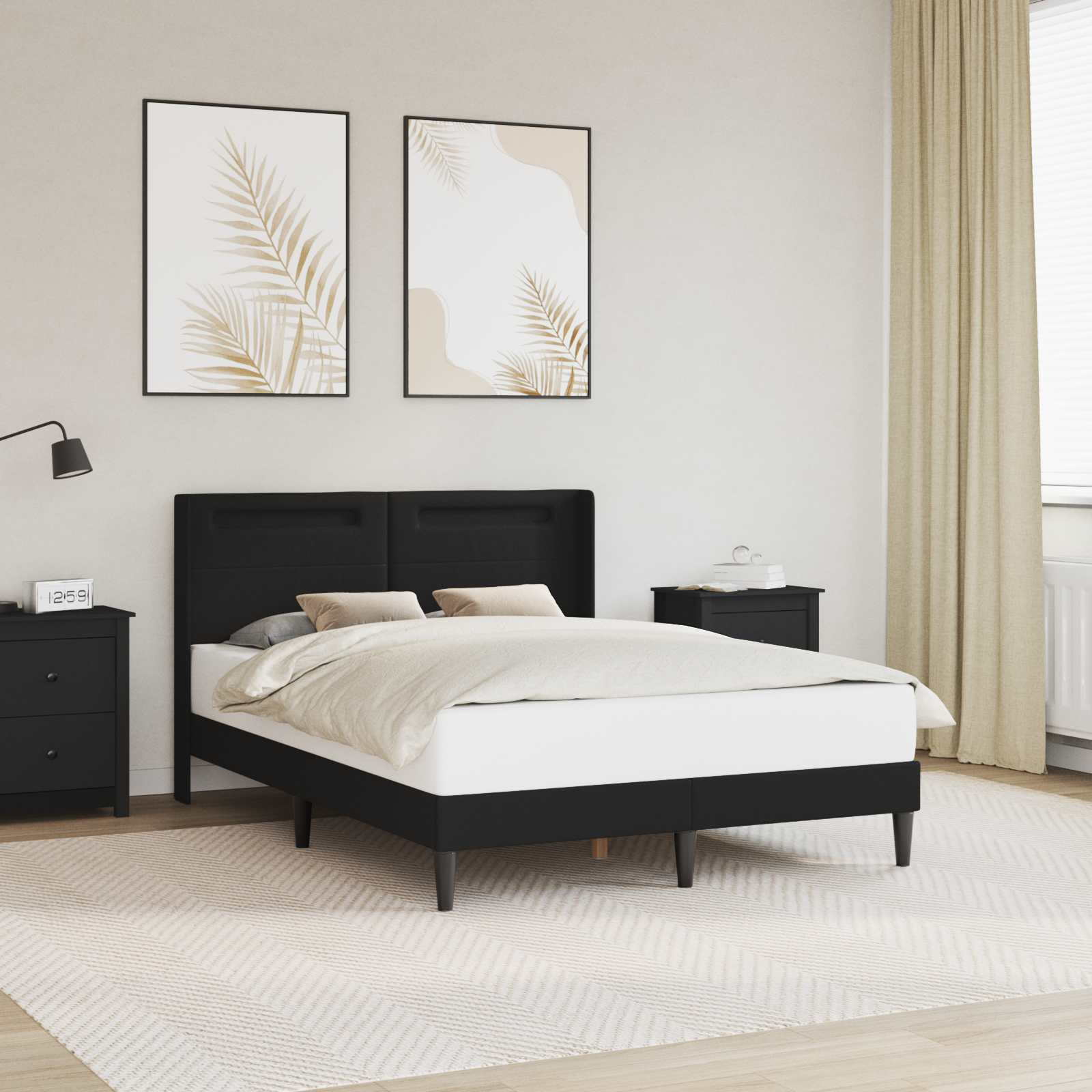 Cadre de lit avec bandes LED Noir 120 x 190 cm Simili cuir - XIOS