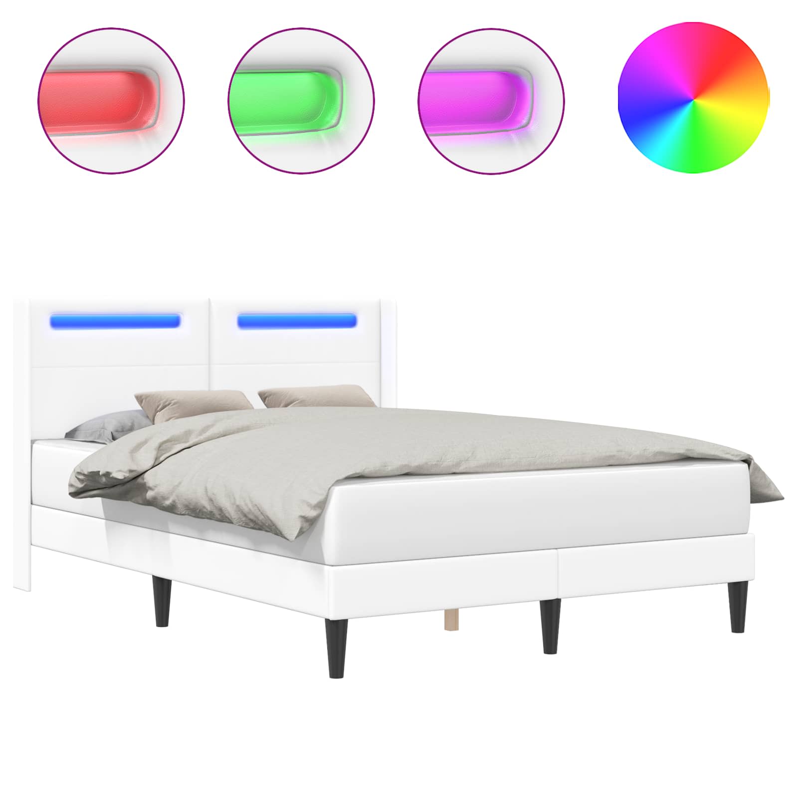 Cadre de lit avec bandes LED Blanc 120 x 190 cm Simili cuir - XIOS