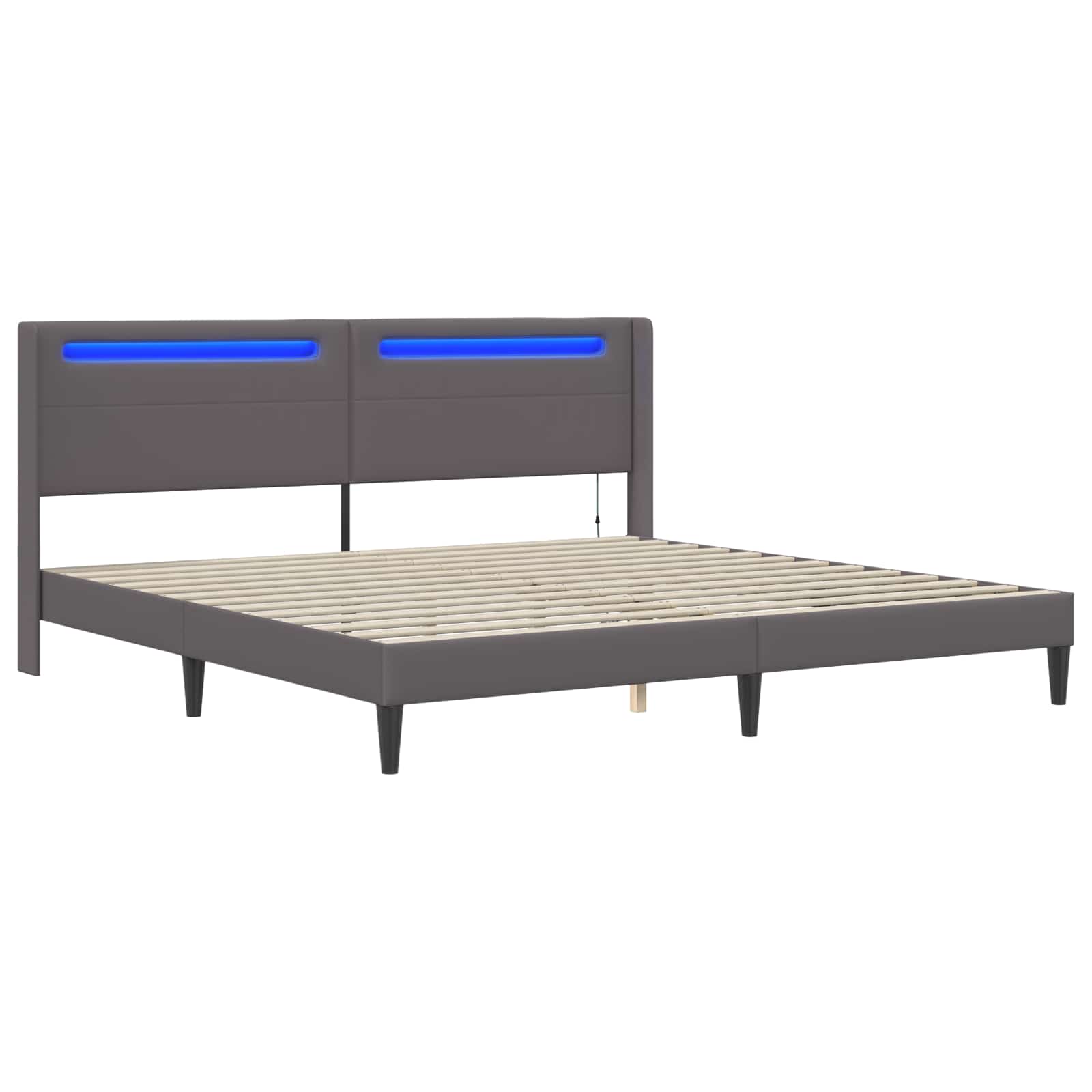 Cadre de lit avec bandes LED Gris 200 x200 cm Simili cuir - XIOS