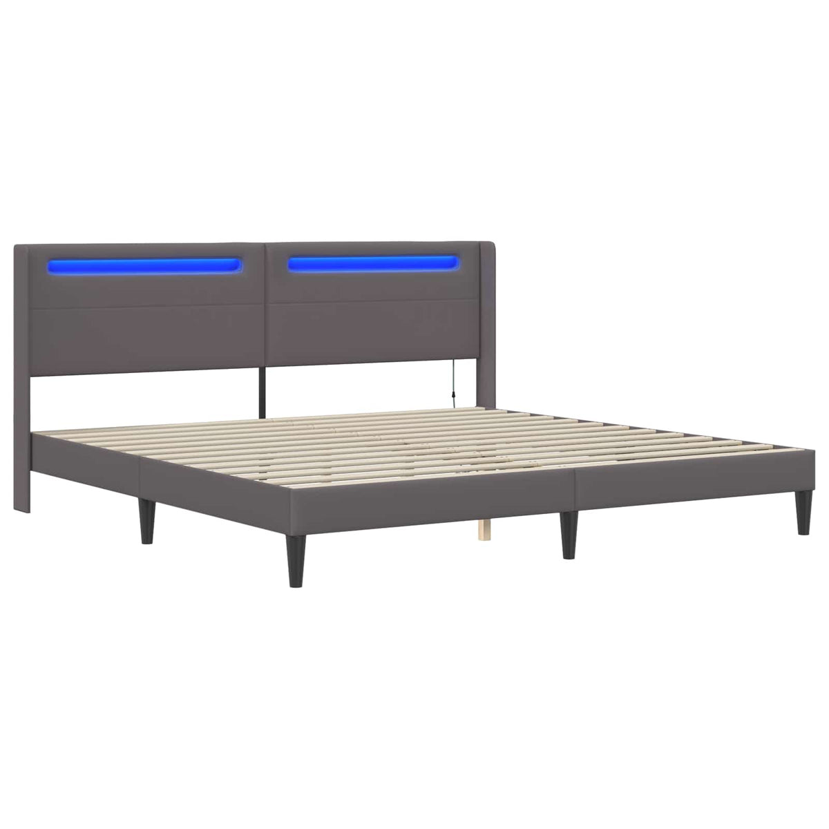 Cadre de lit avec bandes LED Gris 200 x200 cm Simili cuir