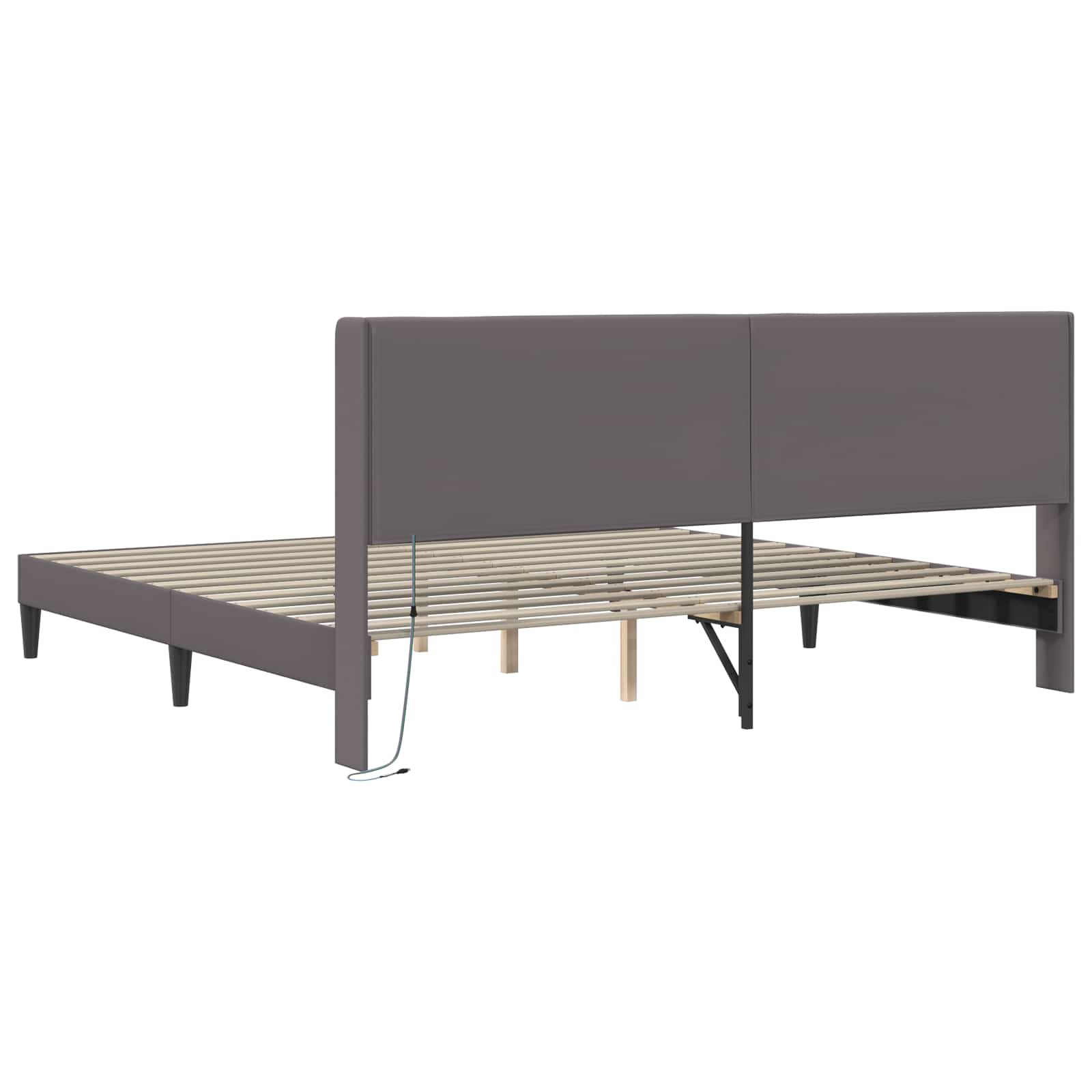 Cadre de lit avec bandes LED Gris 200 x200 cm Simili cuir - XIOS