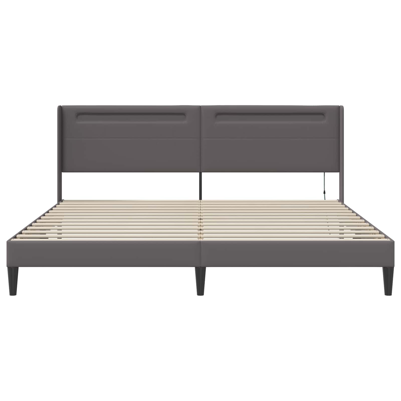 Cadre de lit avec bandes LED Gris 200 x200 cm Simili cuir - XIOS