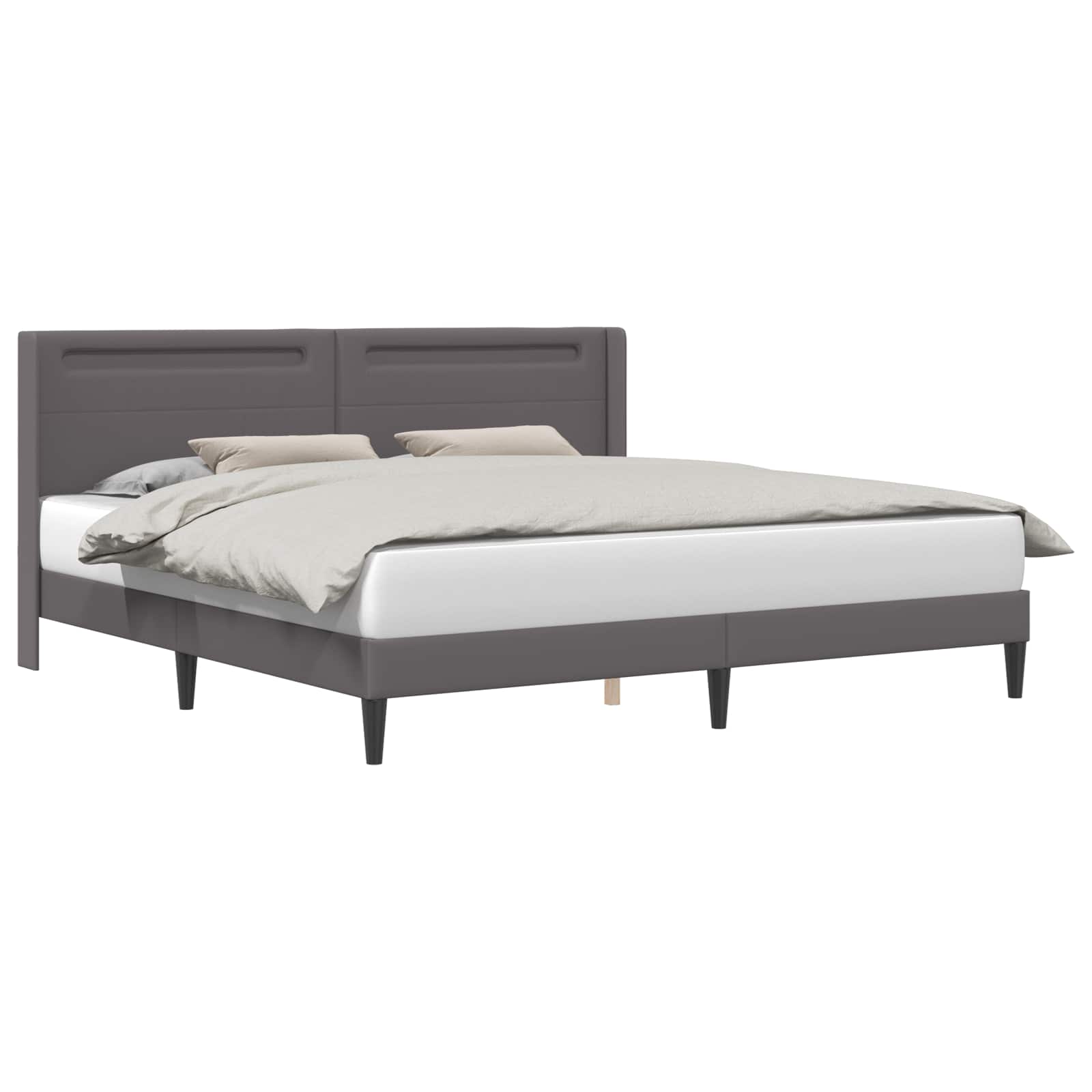 Cadre de lit avec bandes LED Gris 200 x200 cm Simili cuir - XIOS