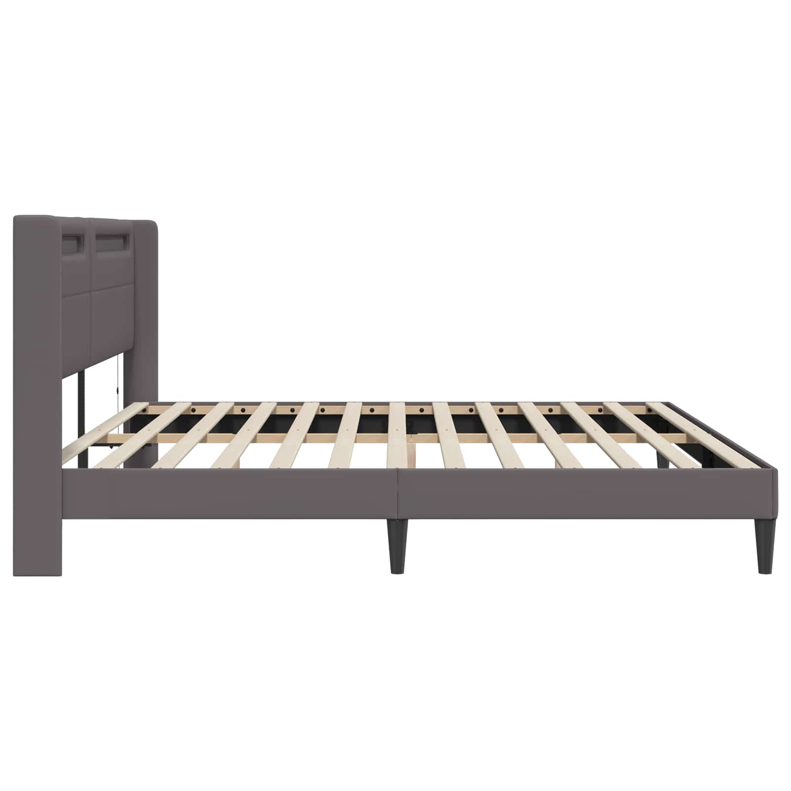 Cadre de lit avec bandes LED Gris 200 x200 cm Simili cuir - XIOS