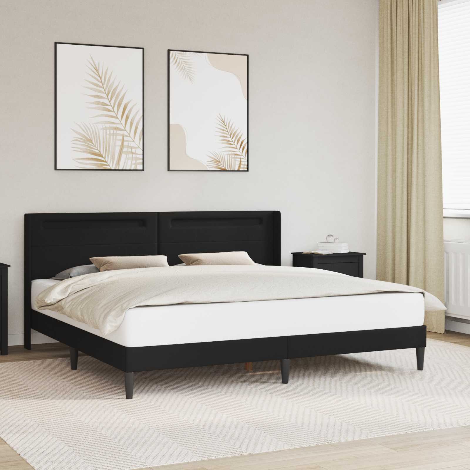Cadre de lit avec bandes LED Noir 200 x200 cm Simili cuir - XIOS