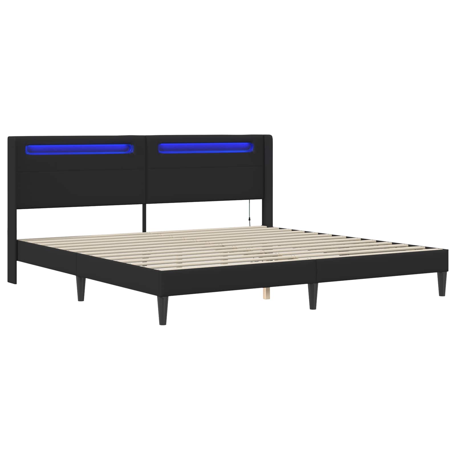 Cadre de lit avec bandes LED Noir 200 x200 cm Simili cuir - XIOS