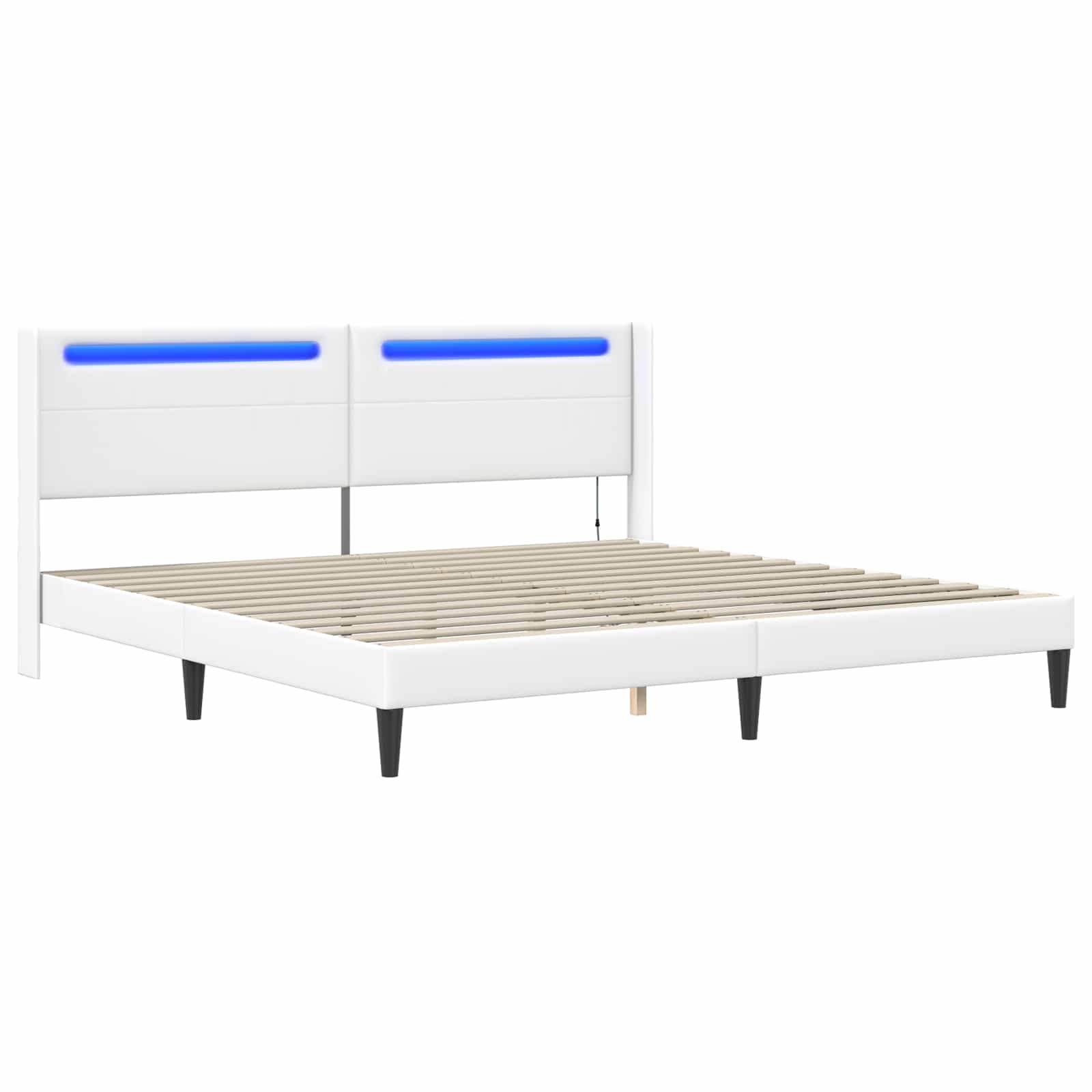 Cadre de lit avec bandes LED Blanc 200 x200 cm Simili cuir - XIOS