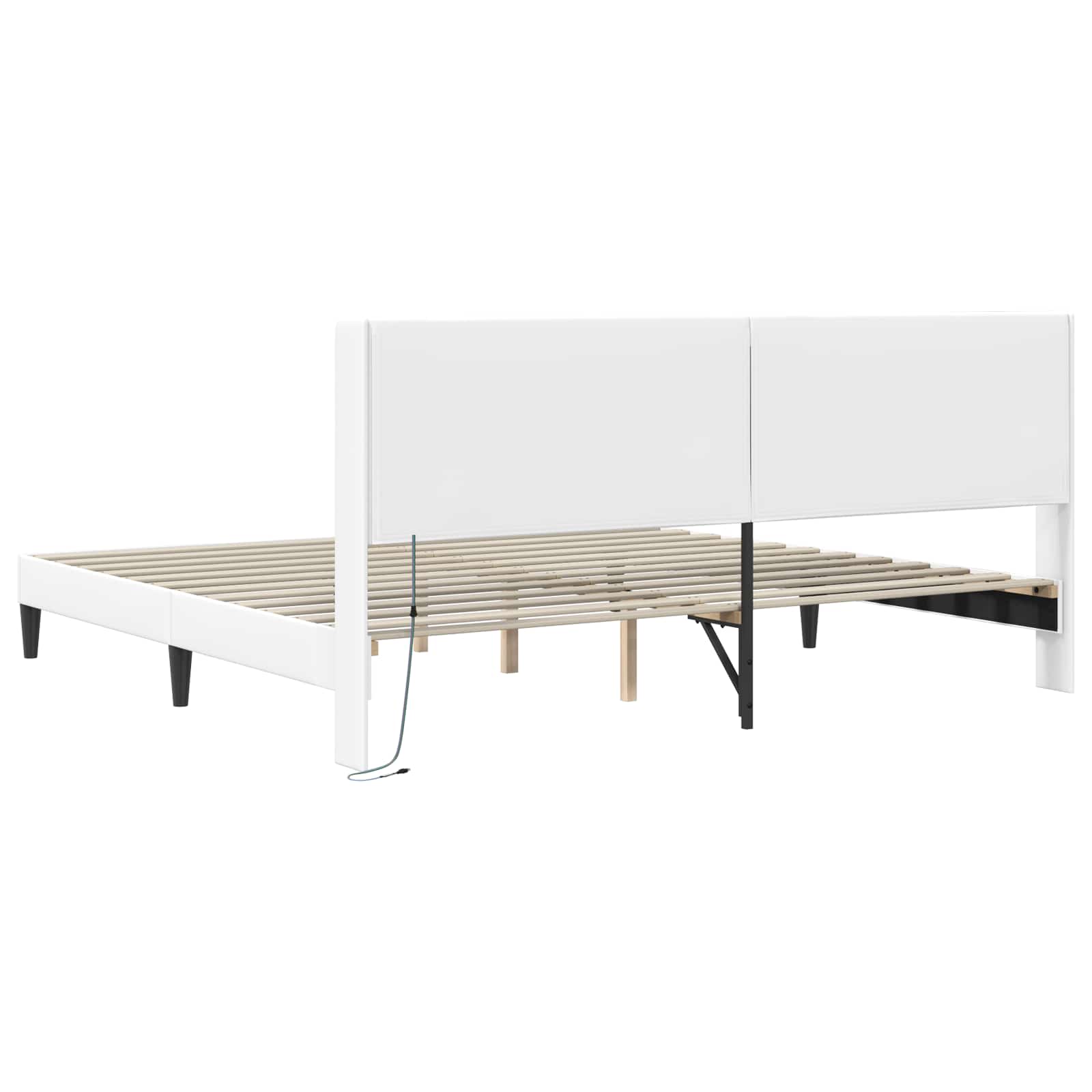 Cadre de lit avec bandes LED Blanc 200 x200 cm Simili cuir - XIOS