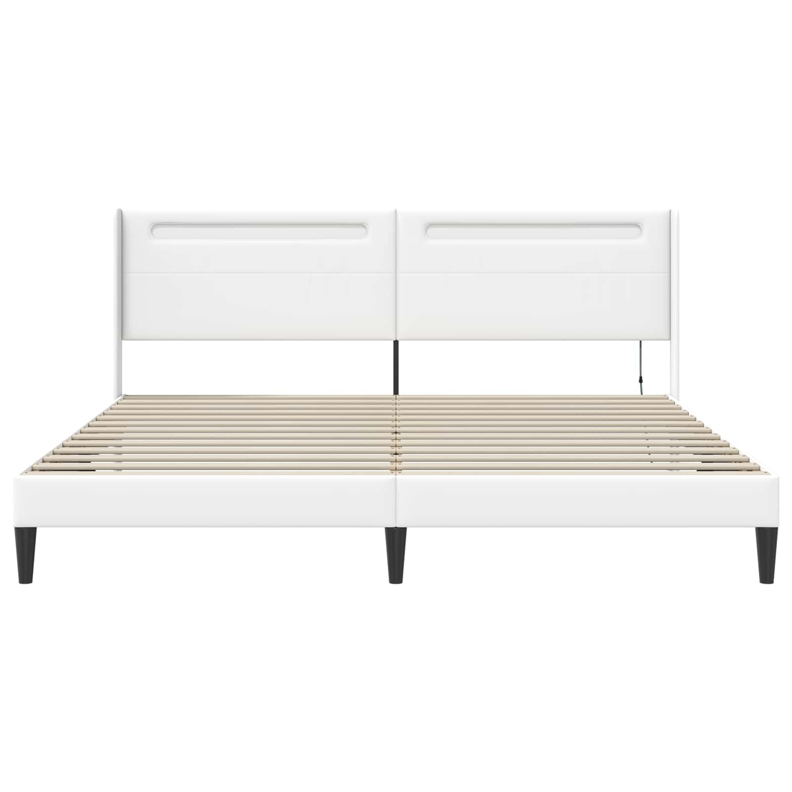 Cadre de lit avec bandes LED Blanc 200 x200 cm Simili cuir - XIOS