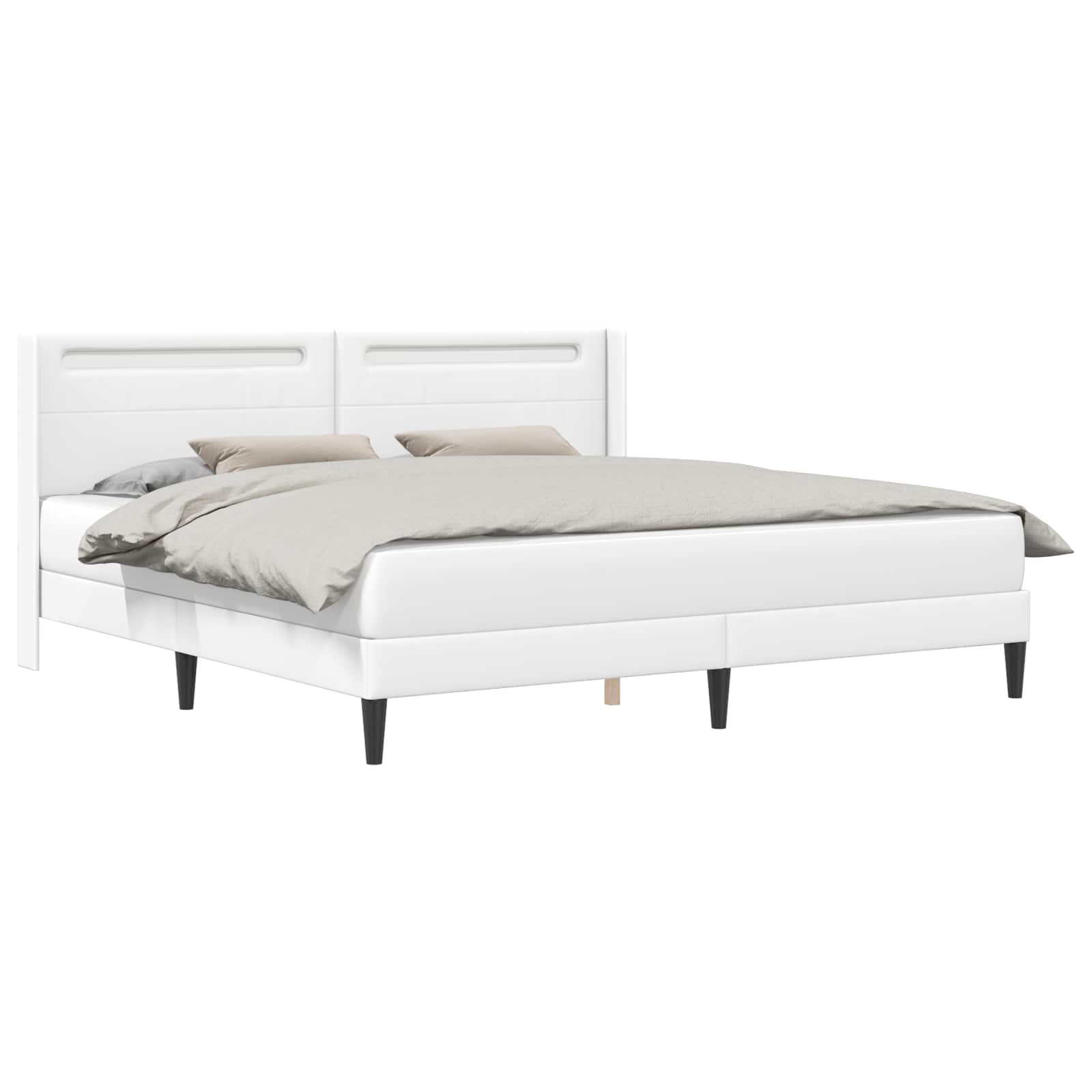 Cadre de lit avec bandes LED Blanc 200 x200 cm Simili cuir - XIOS