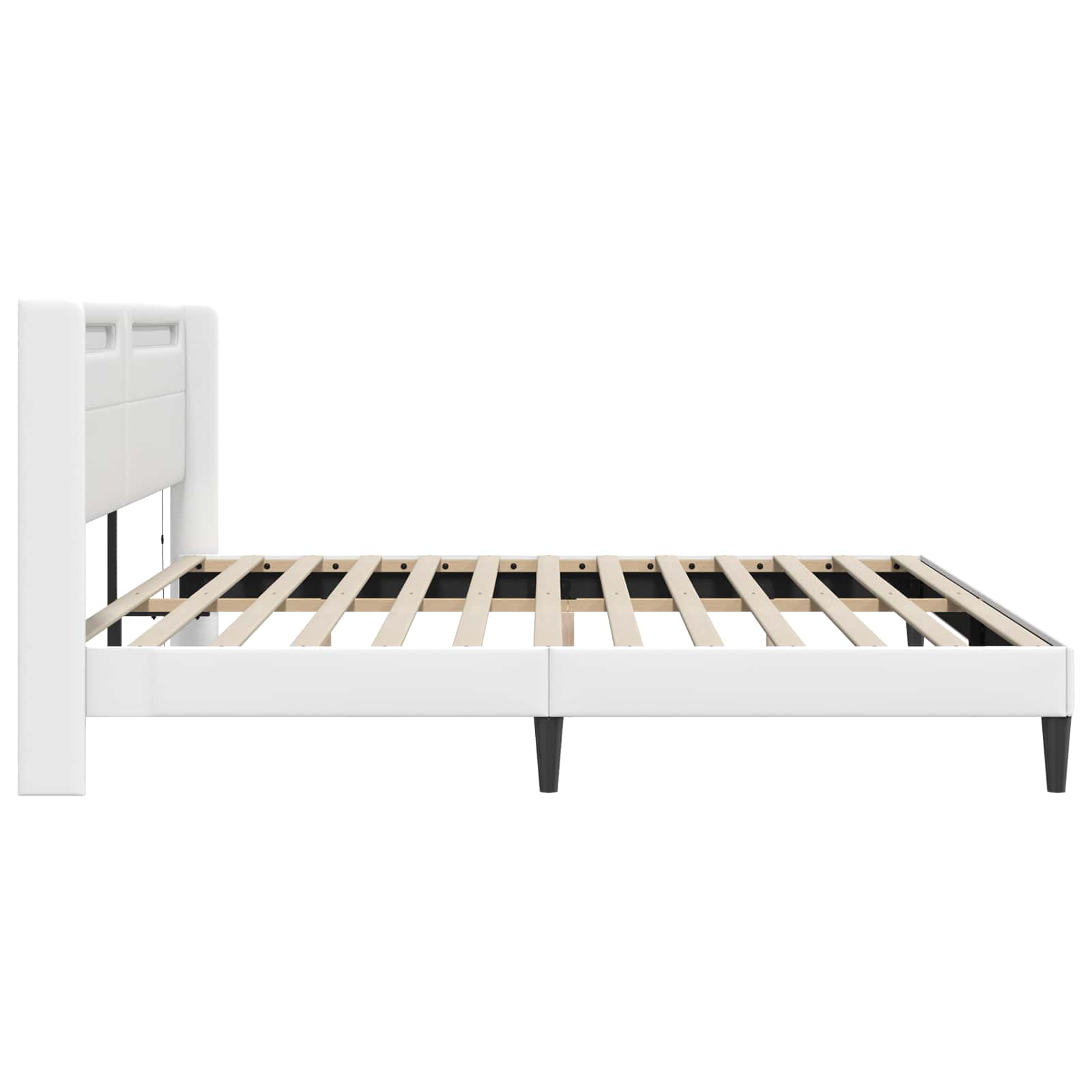 Cadre de lit avec bandes LED Blanc 200 x200 cm Simili cuir - XIOS