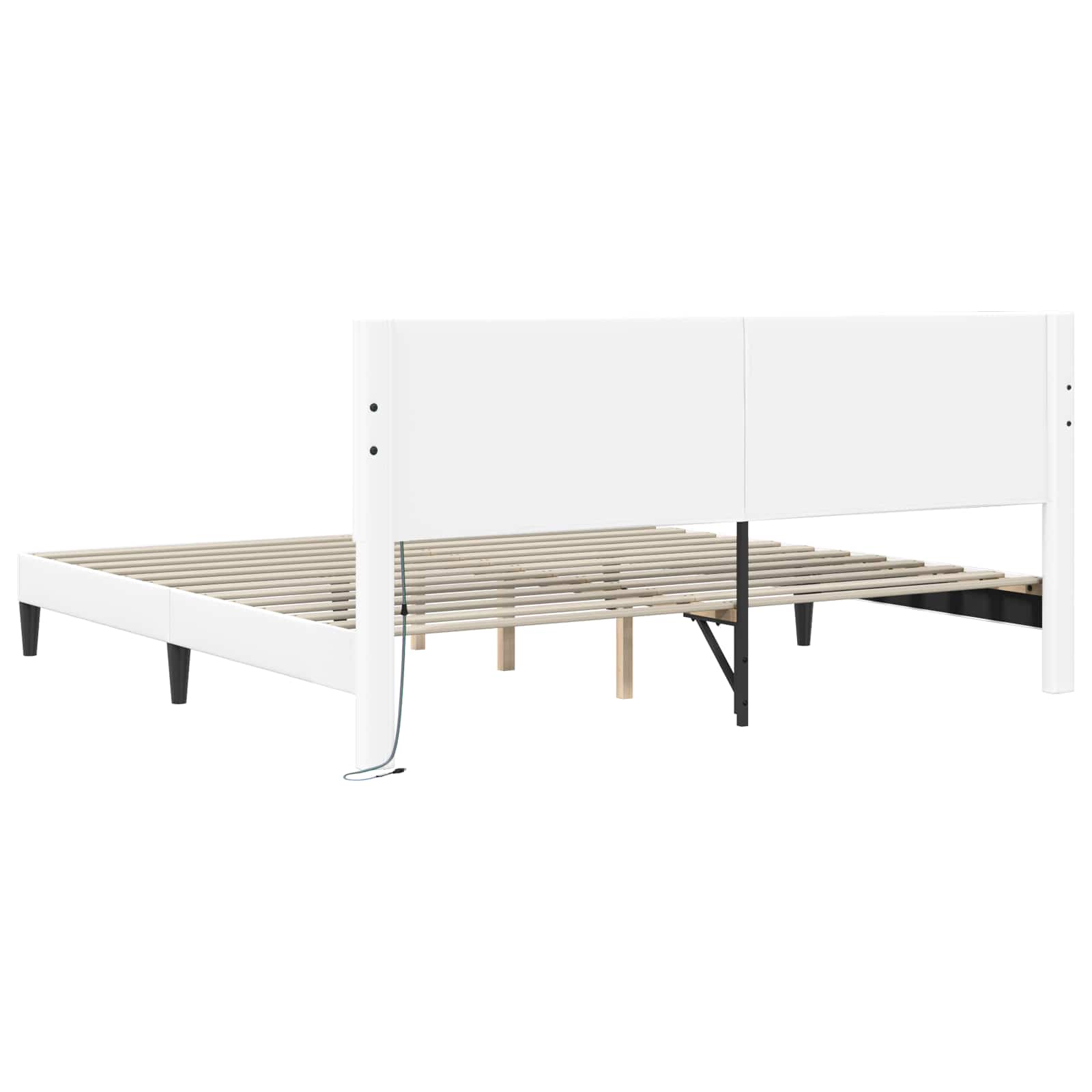 Cadre de lit avec bandes LED Blanc 200 x 200 cm Simili cuir