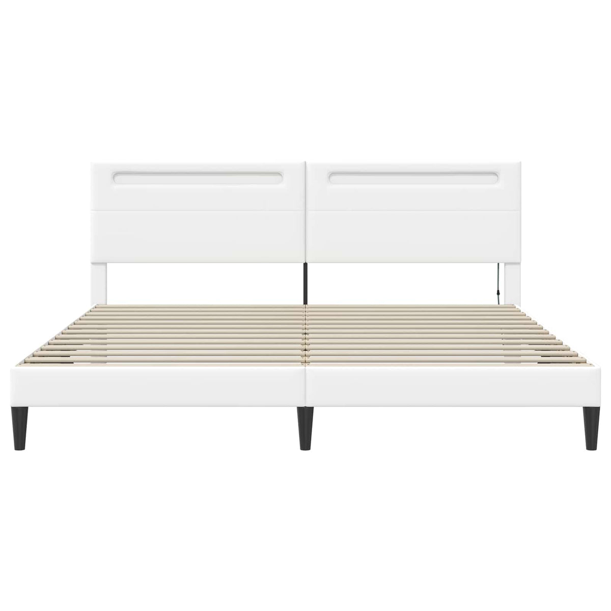 Cadre de lit avec bandes LED Blanc 200 x 200 cm Simili cuir
