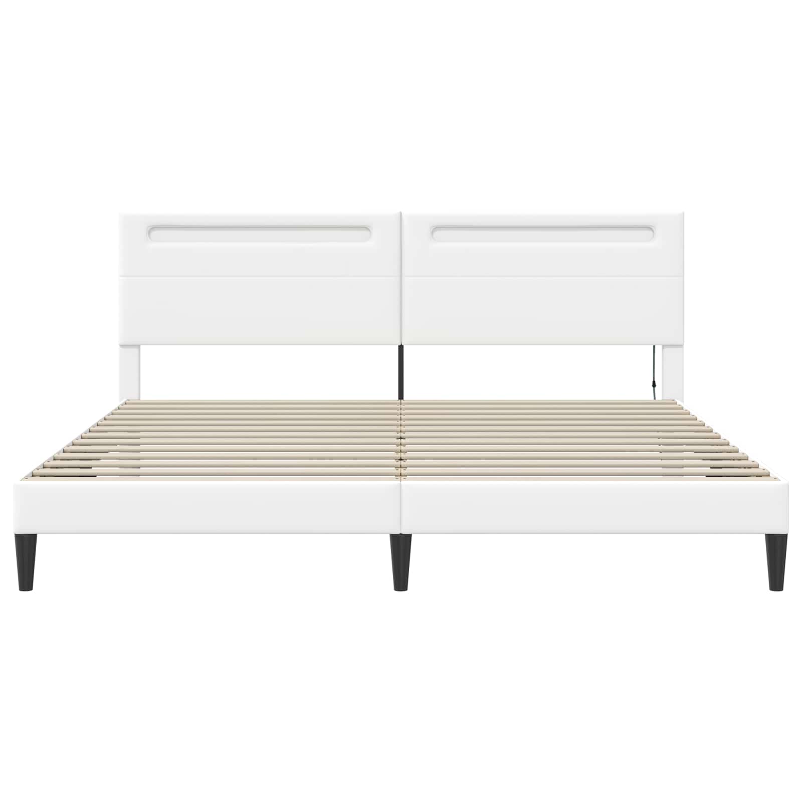 Cadre de lit avec bandes LED Blanc 200 x 200 cm Simili cuir