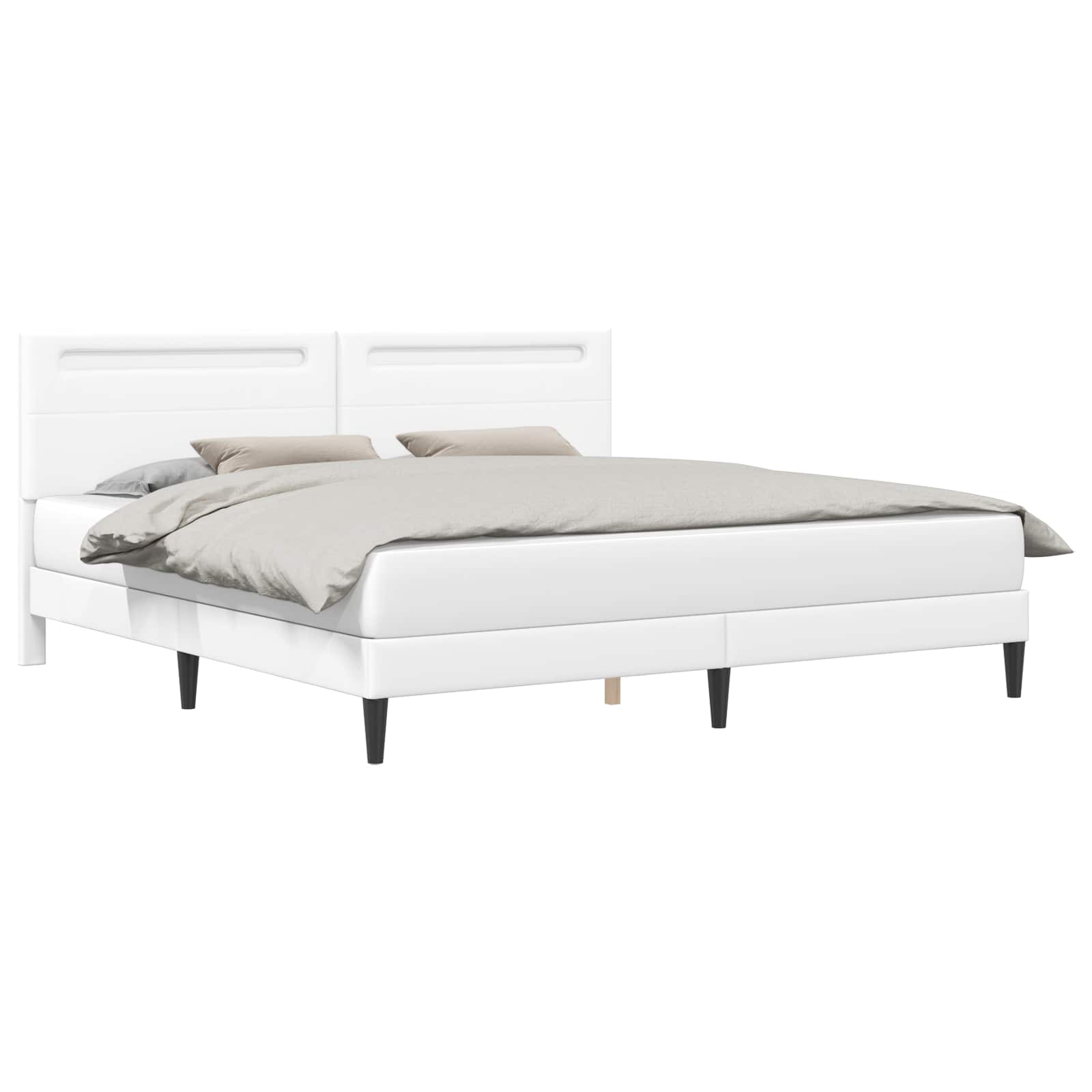 Cadre de lit avec bandes LED Blanc 200 x 200 cm Simili cuir
