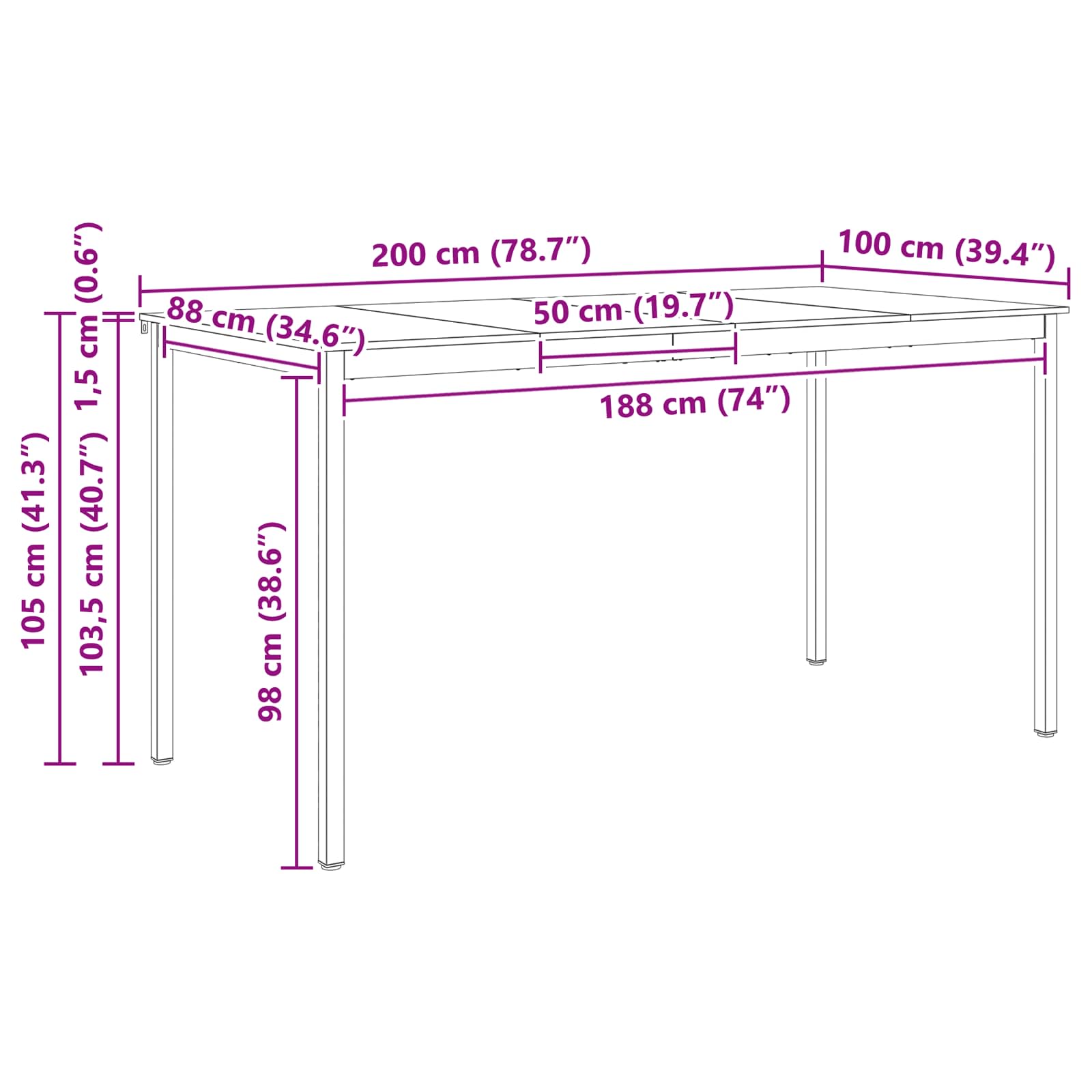 Table de bar Naturel 110 x 55 x 105 cm Bois de pin massif - XIOS