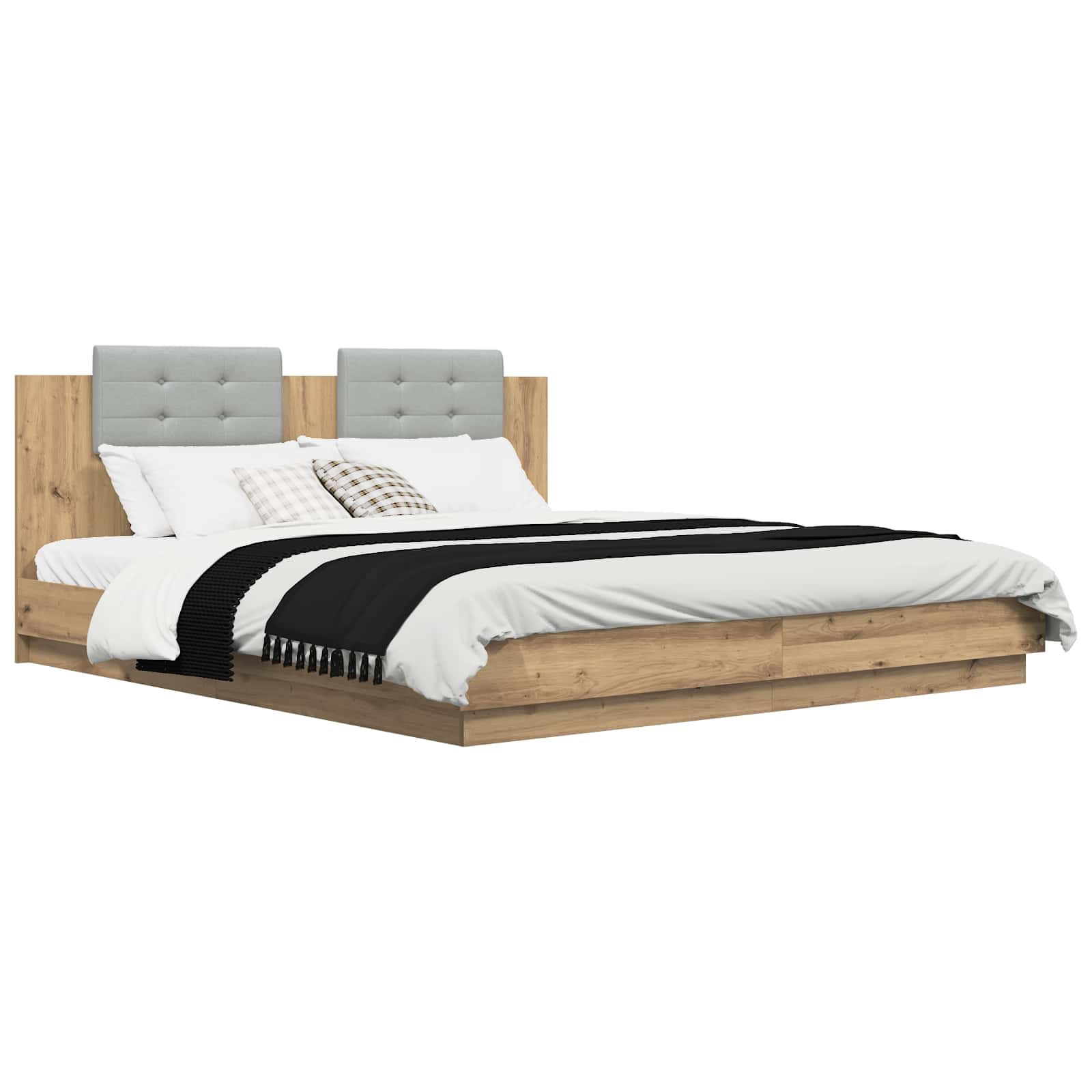 Cadre de lit avec tête de lit Chêne artisanal 180 x 200 cm - XIOS