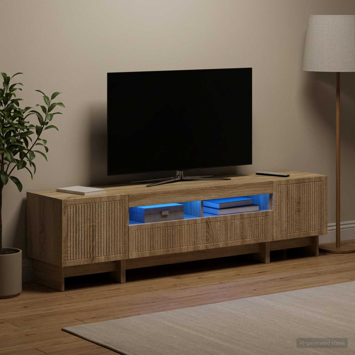 Ensemble de 3 Meubles TV LED EDE Chêne Sonoma Bois d'ingénierie