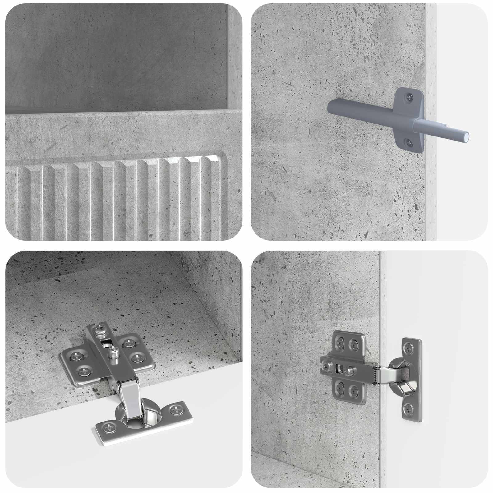 Meuble TV LED 5 pièces Gris béton Bois d'ingénierie