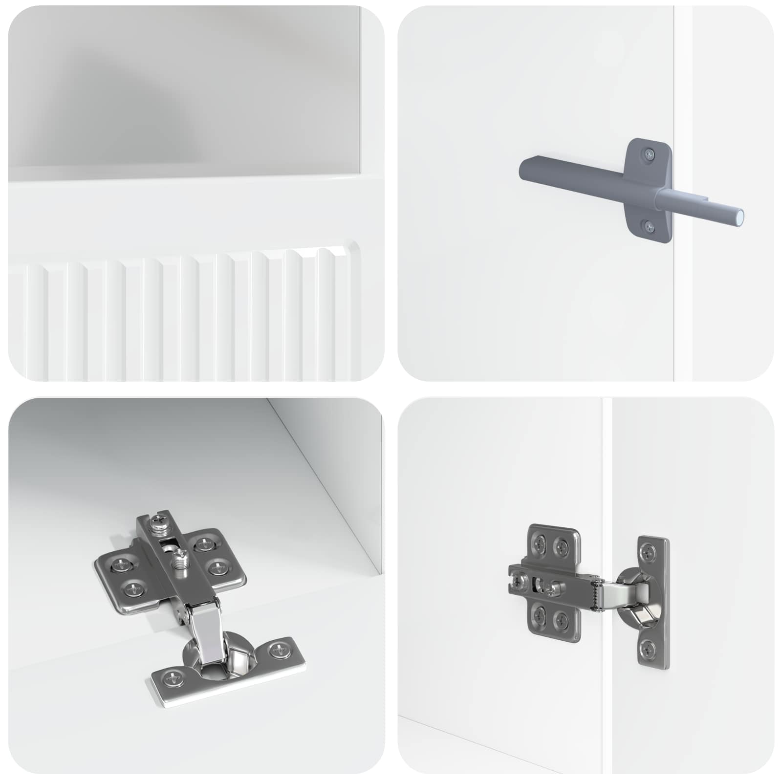 Meuble TV LED 5 pièces Blanc brillant Bois d'ingénierie