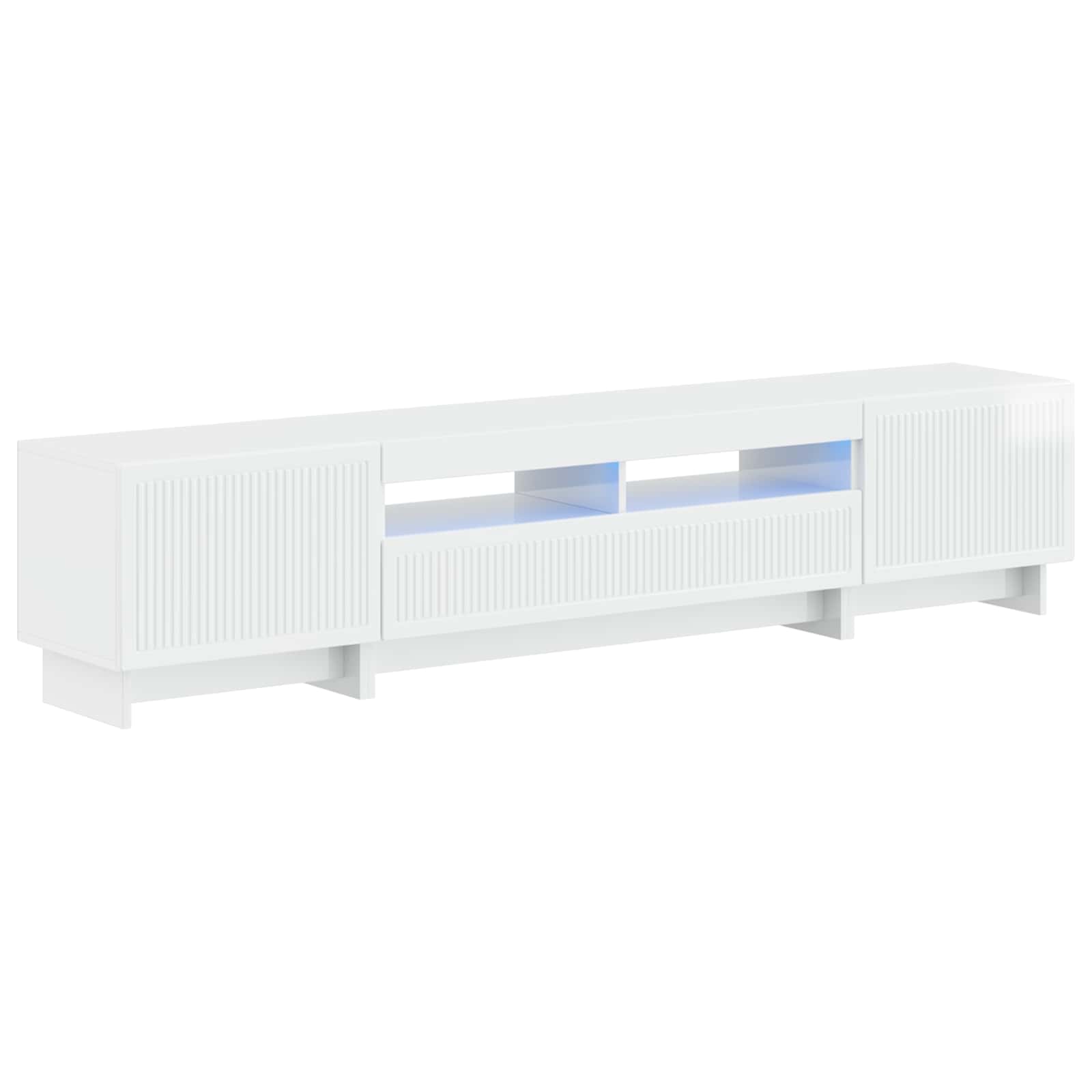 Meuble TV LED 5 pièces Blanc brillant Bois d'ingénierie