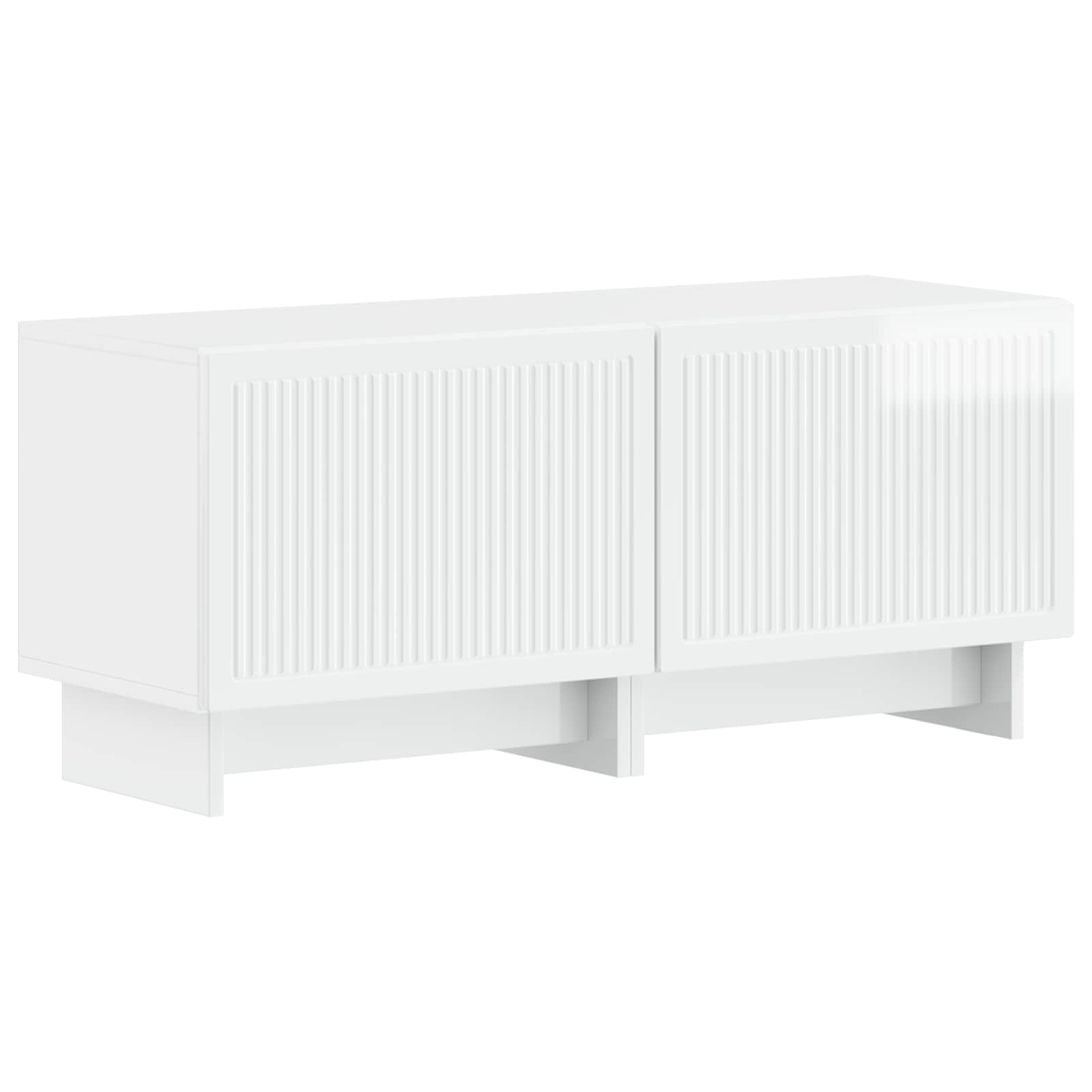 Meuble TV LED 5 pièces Blanc brillant Bois d'ingénierie