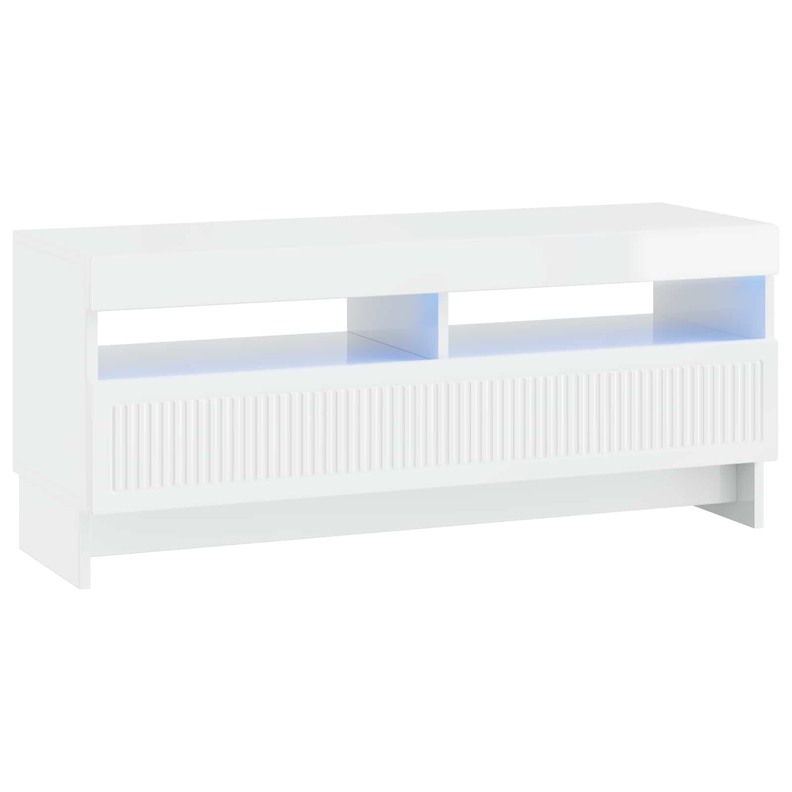 Meuble TV LED 5 pièces Blanc brillant Bois d'ingénierie