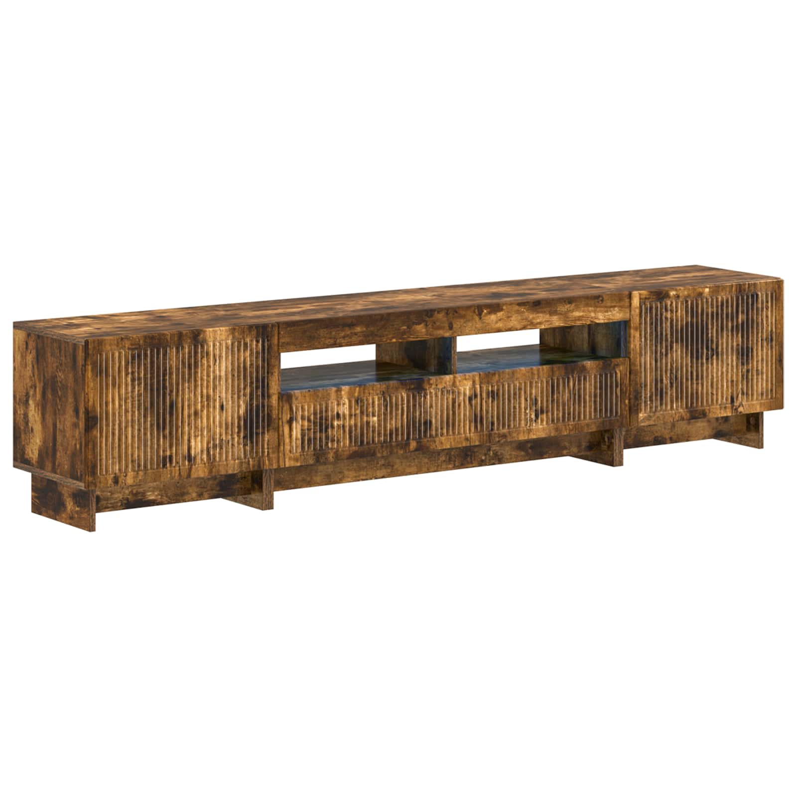Meuble TV LED 5 pièces Chêne fumé Bois d'ingénierie