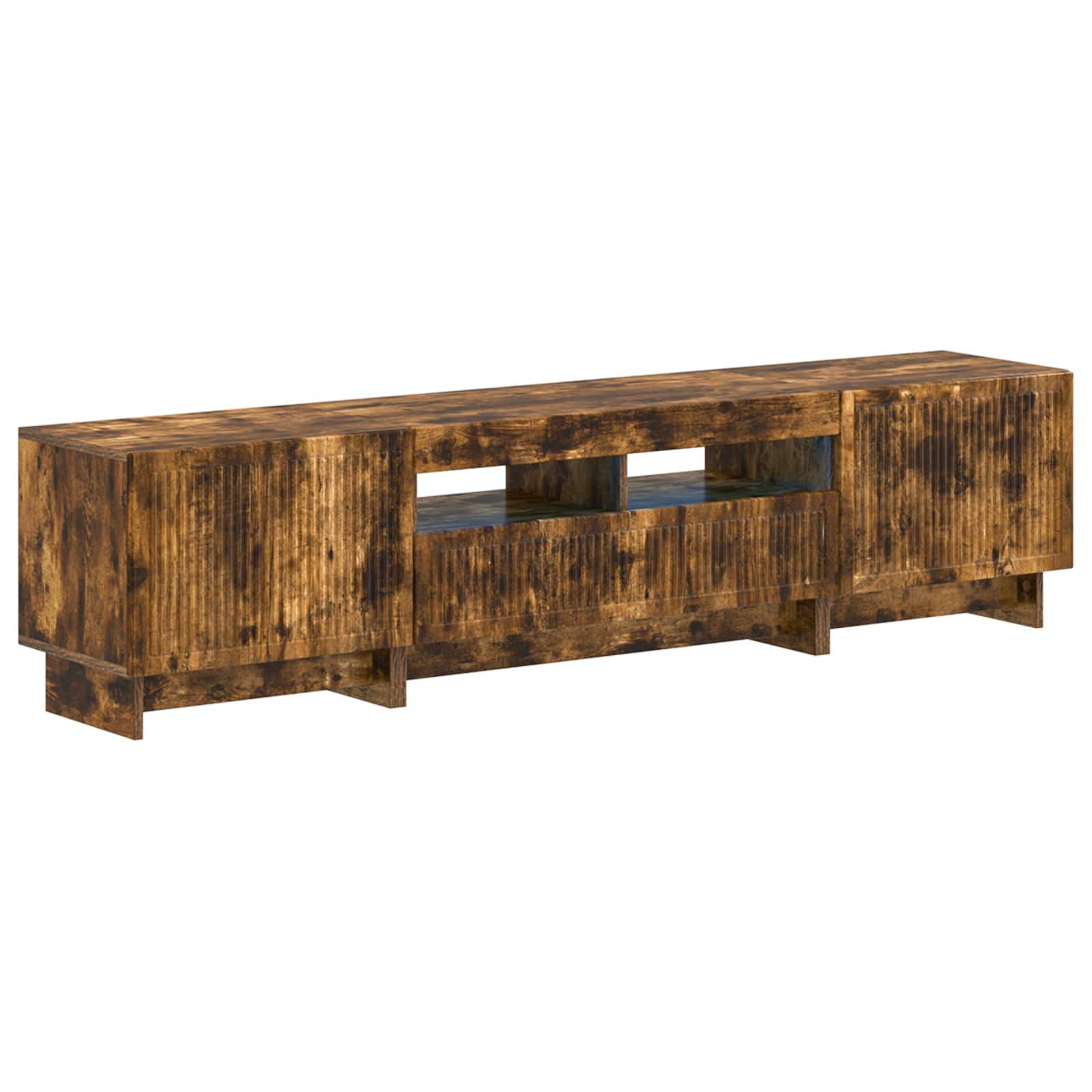 Meuble TV LED 5 pièces Chêne fumé Bois d'ingénierie