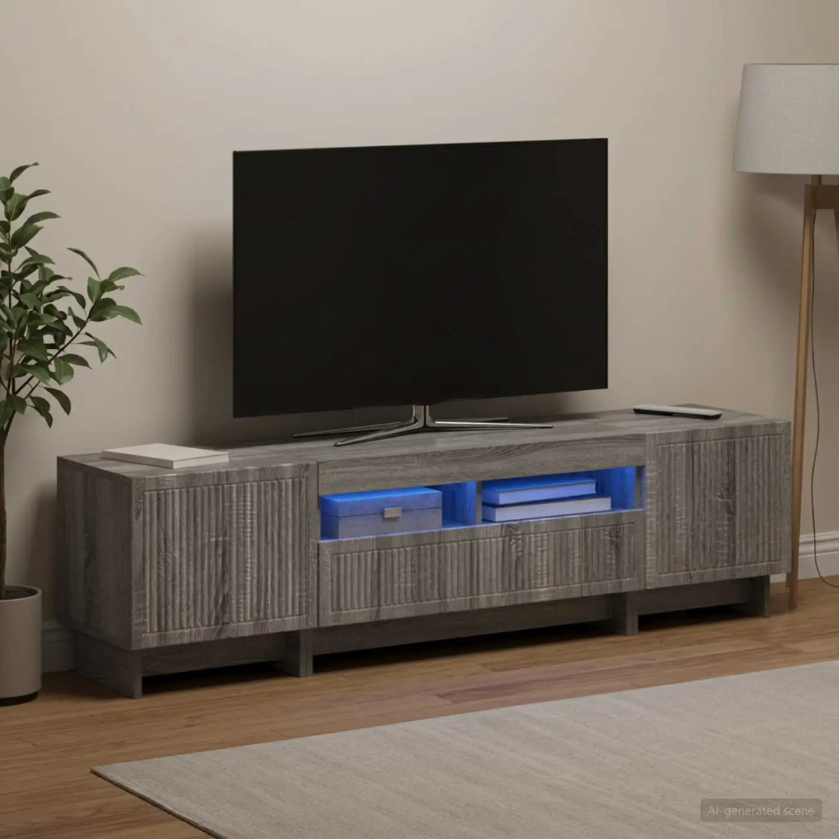 Meuble TV LED 5 pièces Sonoma gris Bois d’ingénierie - XIOS