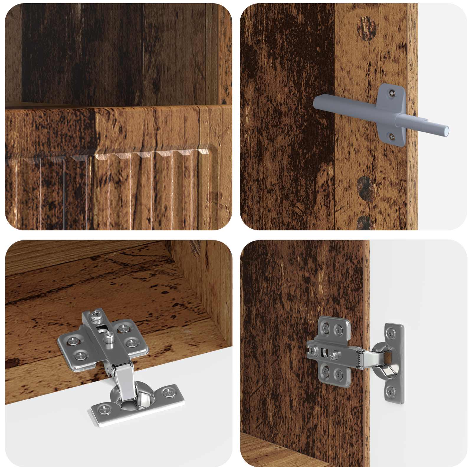 Meuble TV LED 5 pièces Bois ancien Bois d'ingénierie