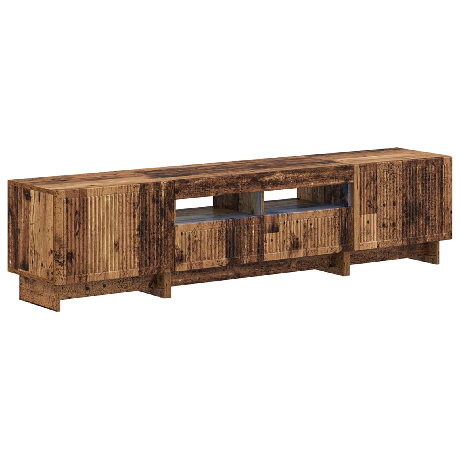 Meuble TV LED 5 pièces Bois ancien Bois d'ingénierie