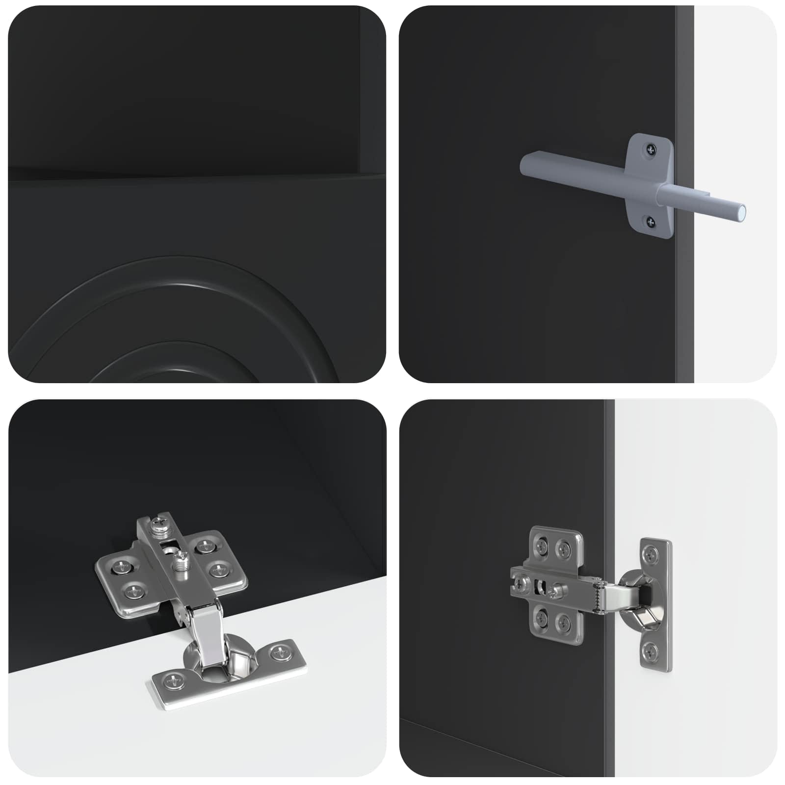 Ensemble de 3 Meubles TV LED Noir Bois d'ingénierie