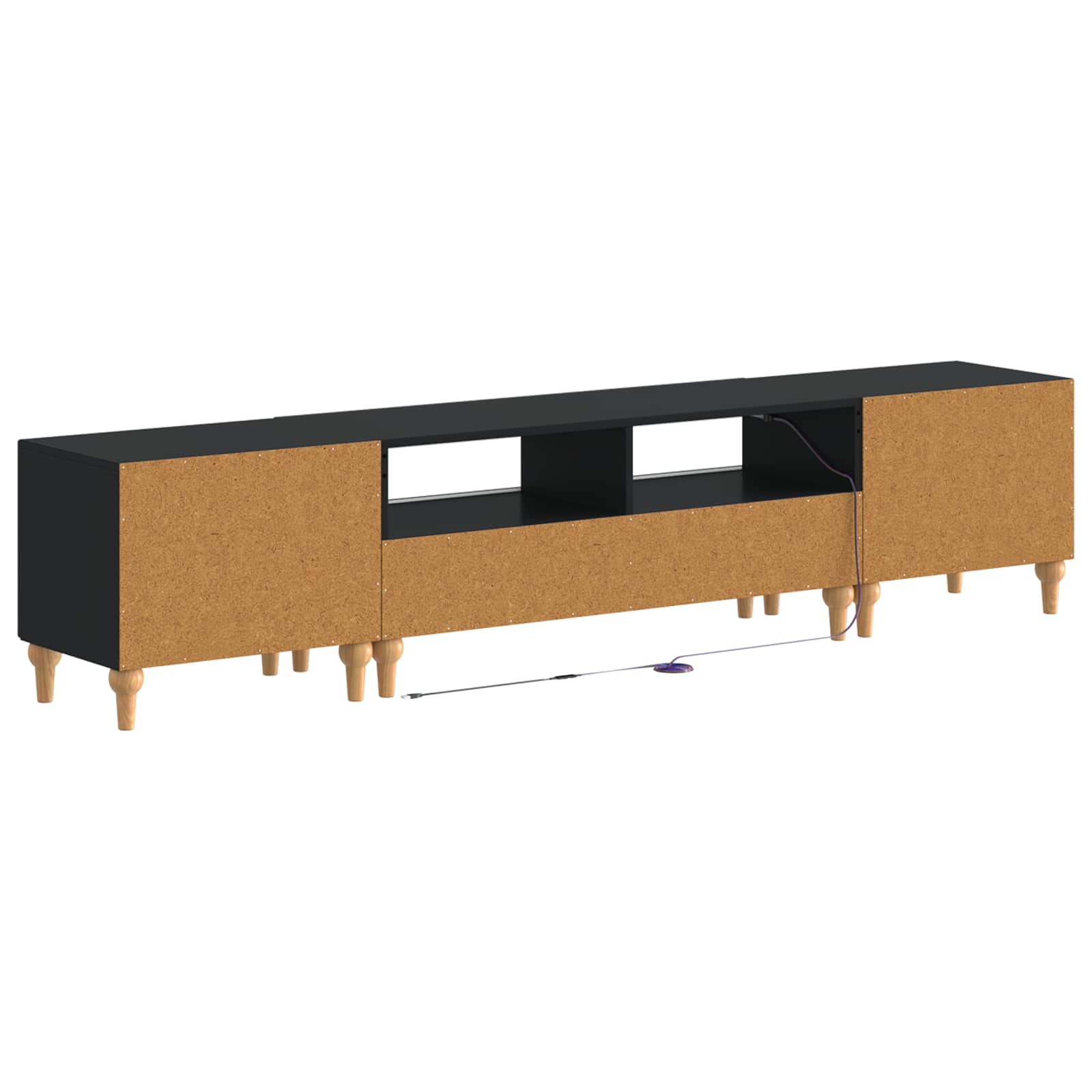 Ensemble de 3 Meubles TV LED Noir Bois d'ingénierie