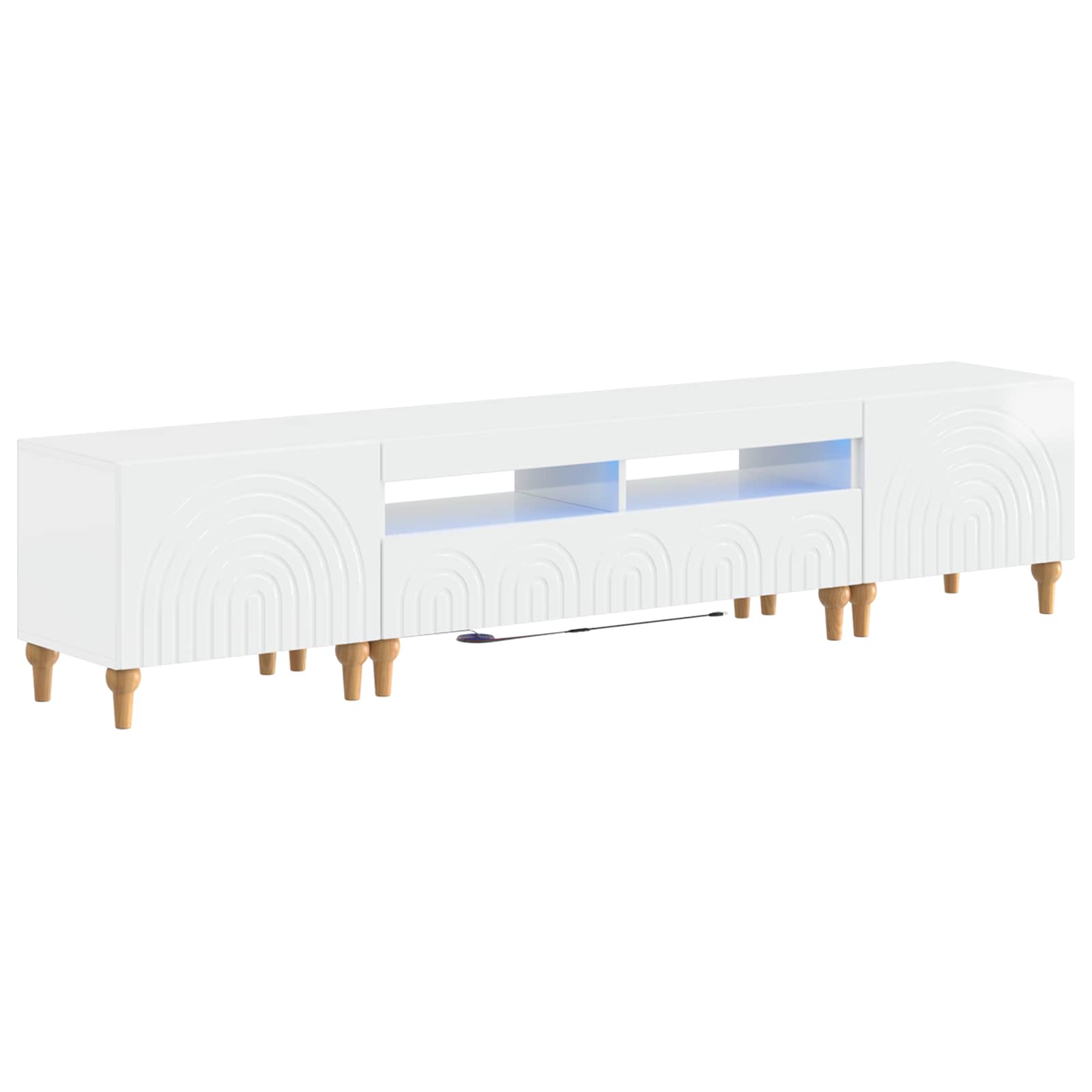 Ensemble de 3 Meubles TV LED Blanc brillant Bois d'ingénierie
