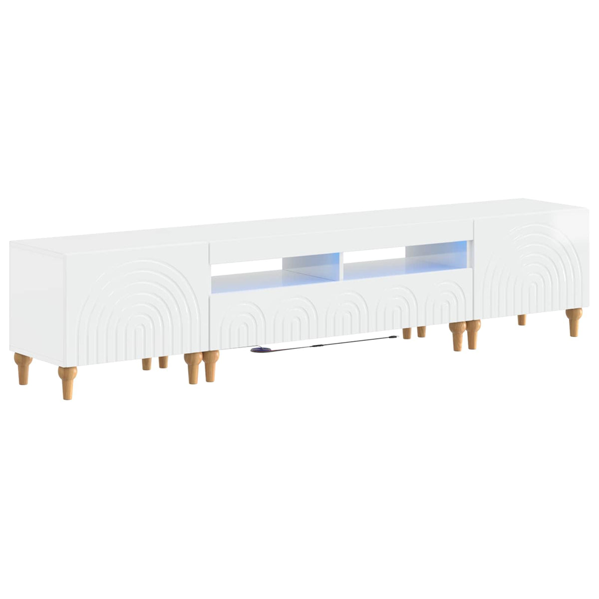 Ensemble de 3 Meubles TV LED Blanc brillant Bois d'ingénierie