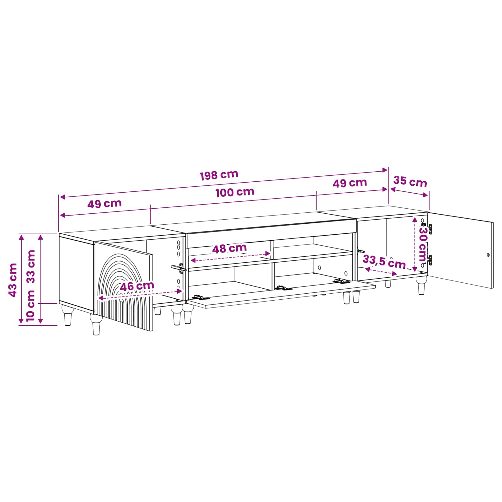 Ensemble de 3 Meubles TV LED Blanc brillant Bois d'ingénierie