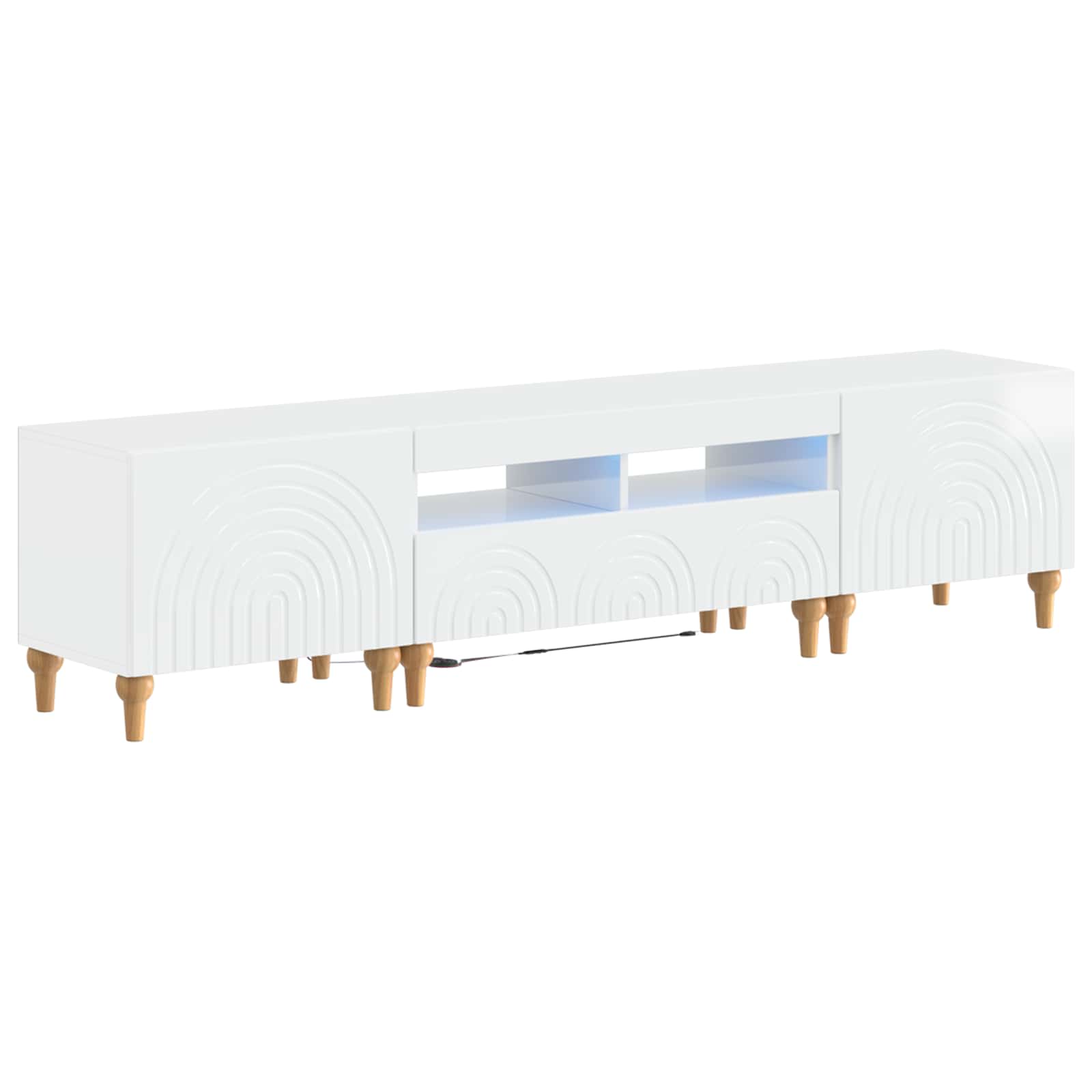Ensemble de 3 Meubles TV LED Blanc brillant Bois d'ingénierie