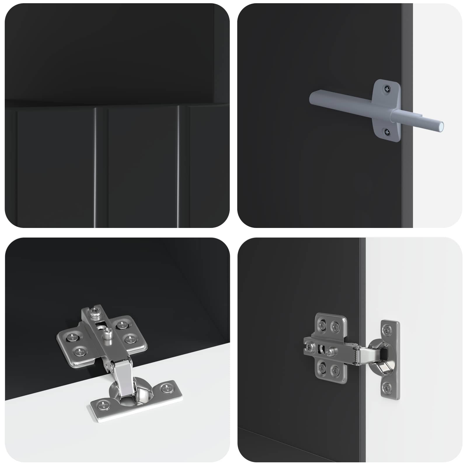 Meuble TV LED 5 pièces Noir Bois d'ingénierie