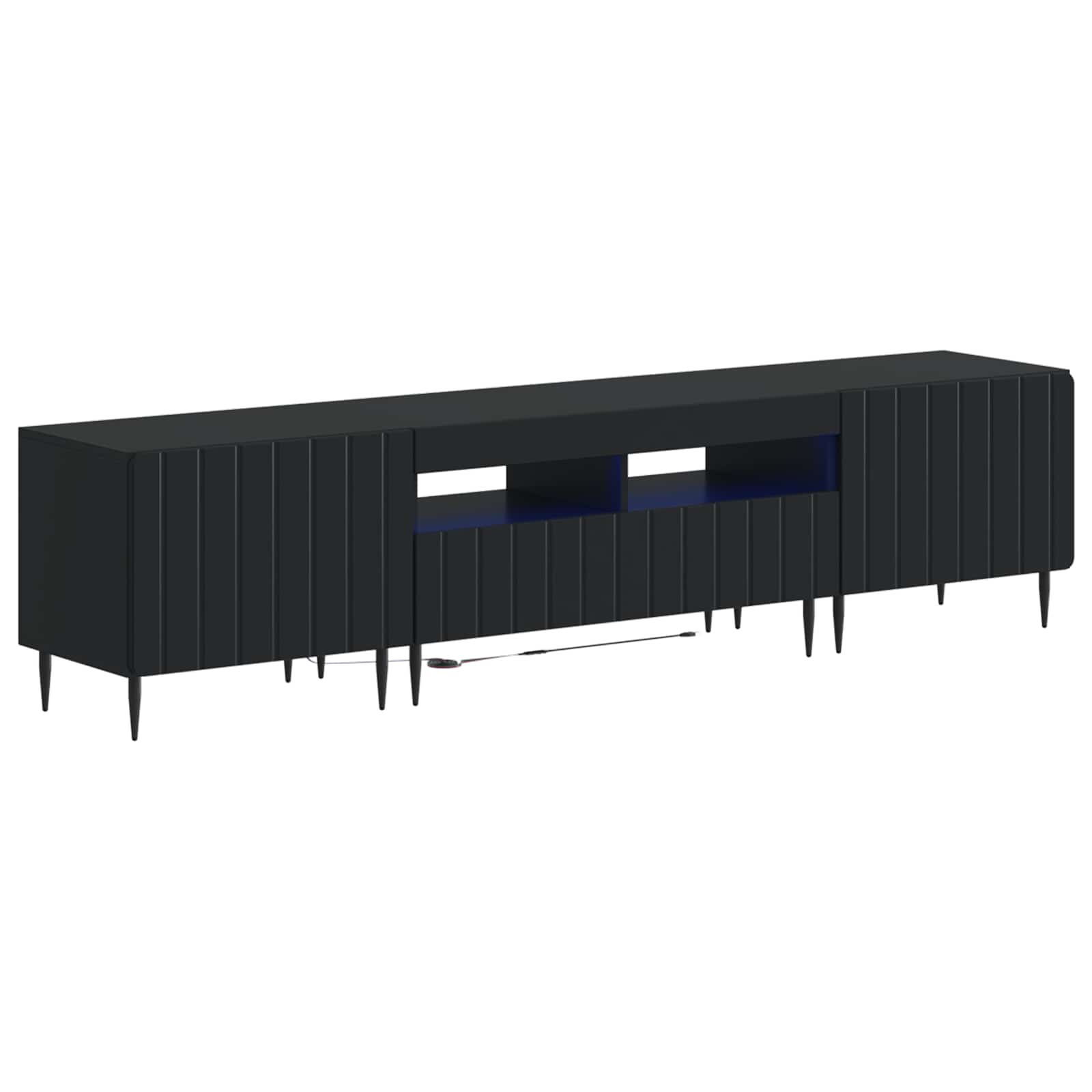 Meuble TV LED 5 pièces Noir Bois d'ingénierie