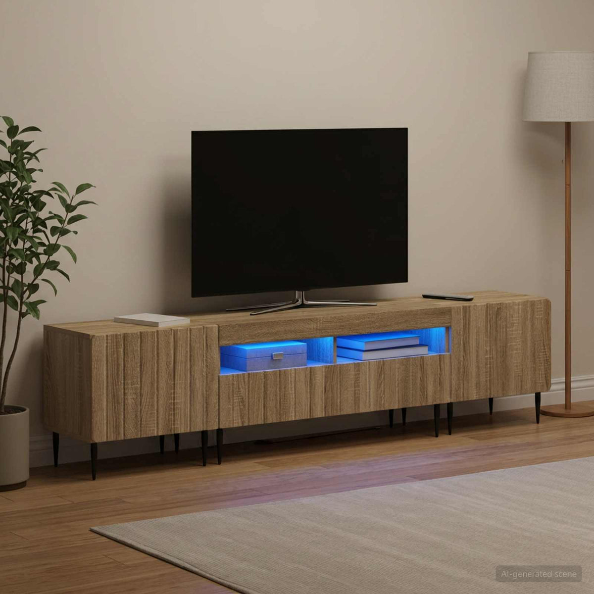Ensemble de 3 Meubles TV LED ZWOLLE Chêne Sonoma