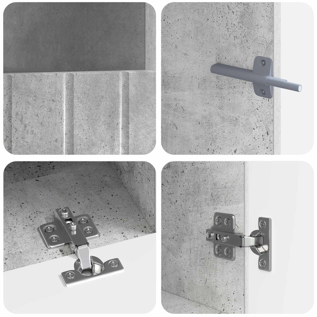 Ensemble de 3 Meubles TV LED ZWOLLE Gris béton