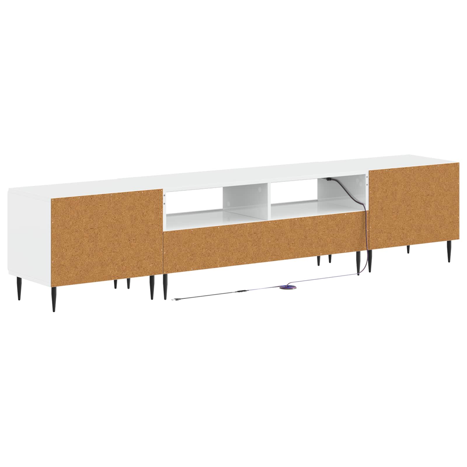 Meuble TV LED 5 pièces Blanc brillant Bois d'ingénierie