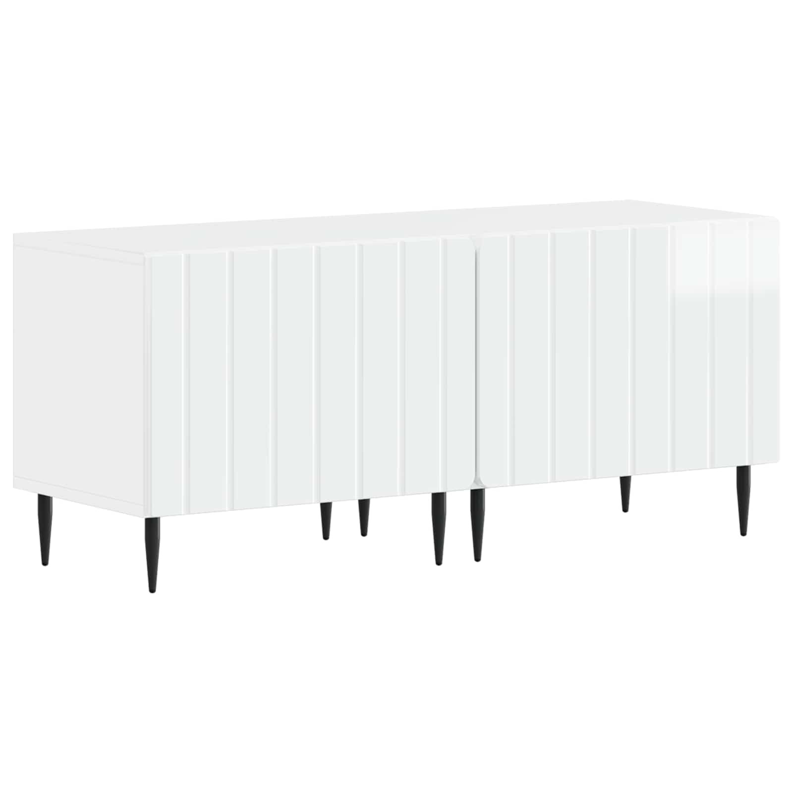 Meuble TV LED 5 pièces Blanc brillant Bois d'ingénierie