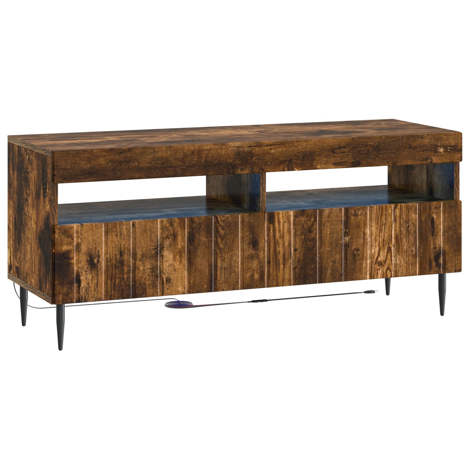 Meuble TV LED 5 pièces Chêne fumé Bois d'ingénierie